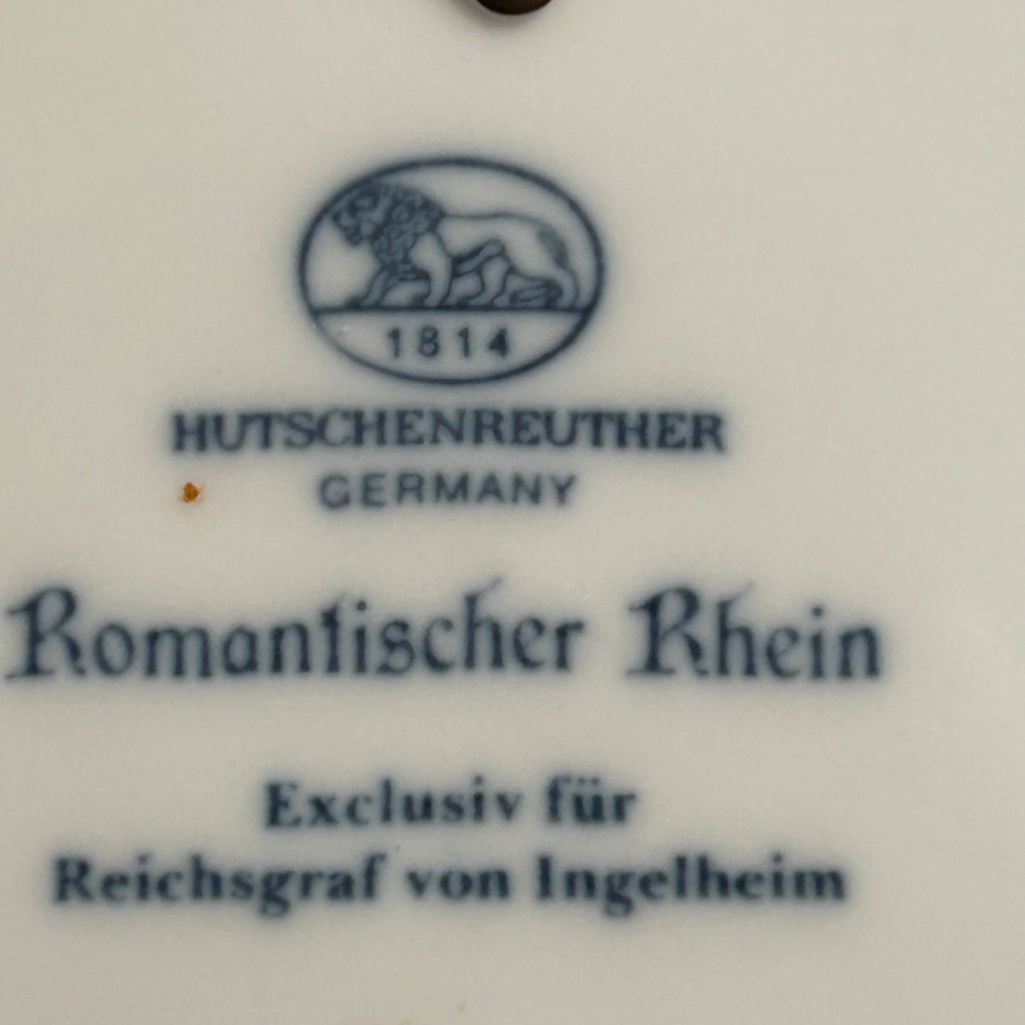 Designer Hutschenreuther GERMANY ROMANTISCHER RHEIN Reiehsgraf Von Ingelheim PLATE Blue & white antique plate