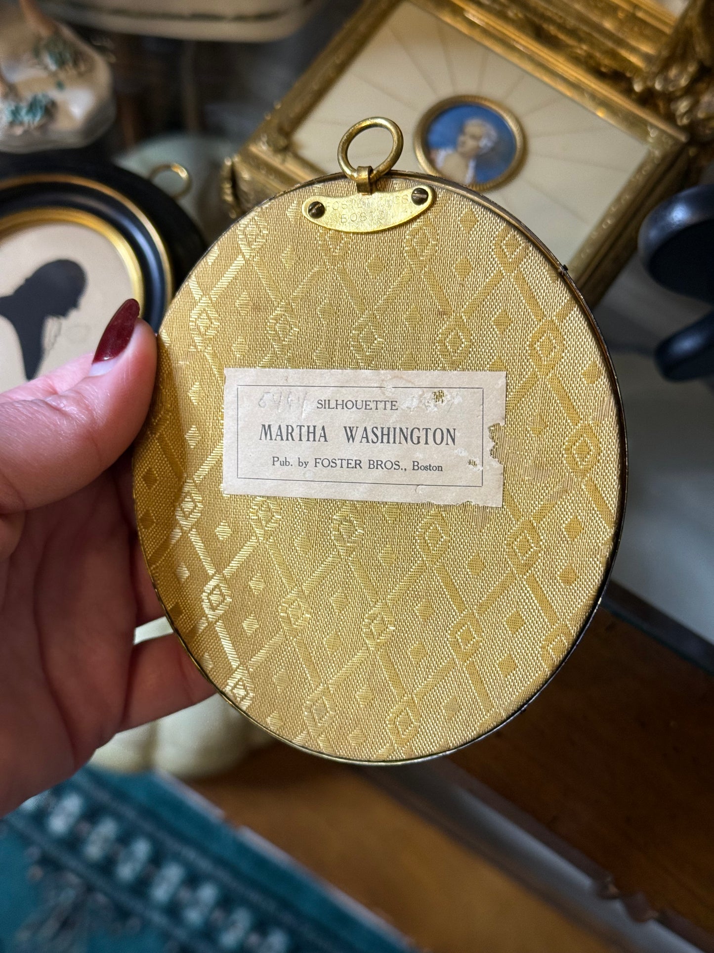 Pair of Antique Silhouette Portraits – George & Martha Washington, Foster Bros. Boston