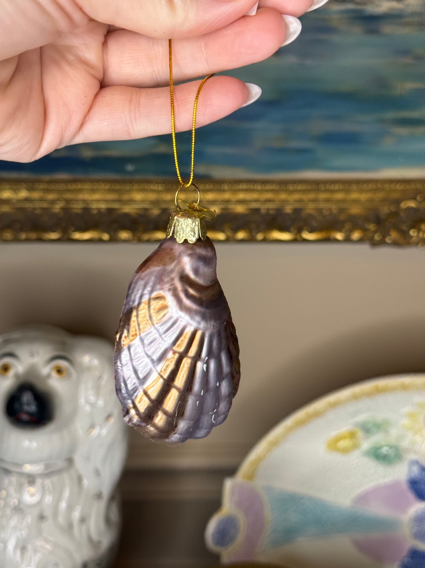 Kurt S. Adler Noble Gems™ Glass Oyster Shell with Pearl Christmas Ornament | Coastal Holiday Decor
