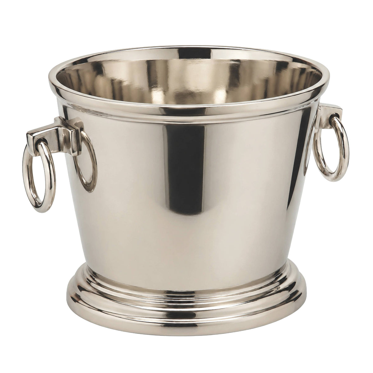 Handcrafted Silver-Tone Champagne Bucket | Polished Metal Wine Chiller with Ring Handles | Elegant Barware & Entertaining