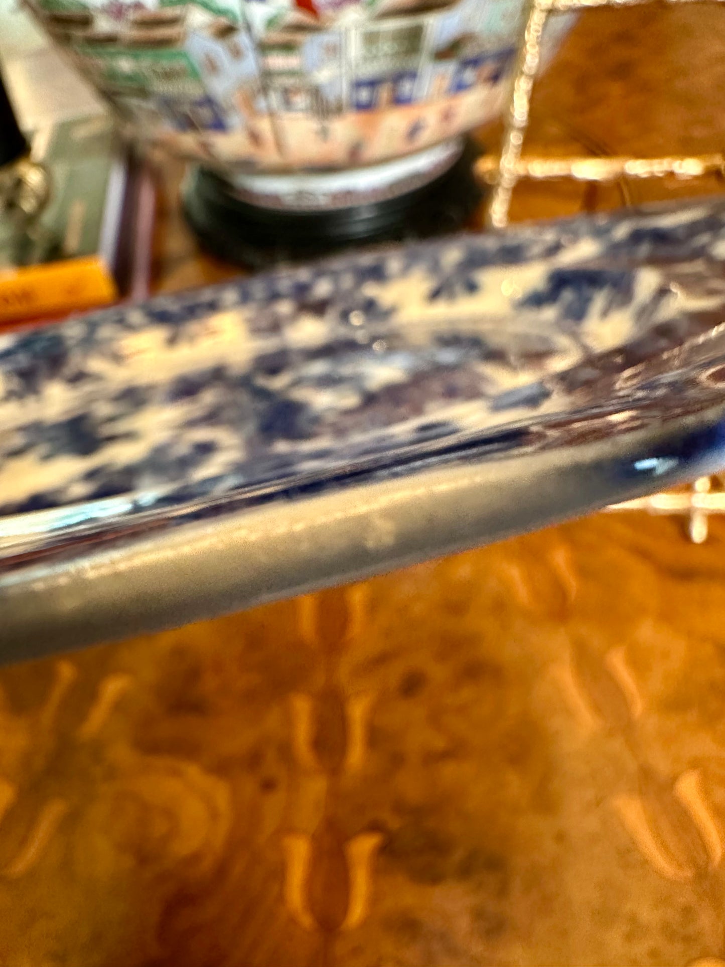 Late 19th Century Victorian Flow Blue Dinner Plate – “Fairy Villas” Pattern – W. Adams & Co., Tunstall, England (c.1891–early 1900s)