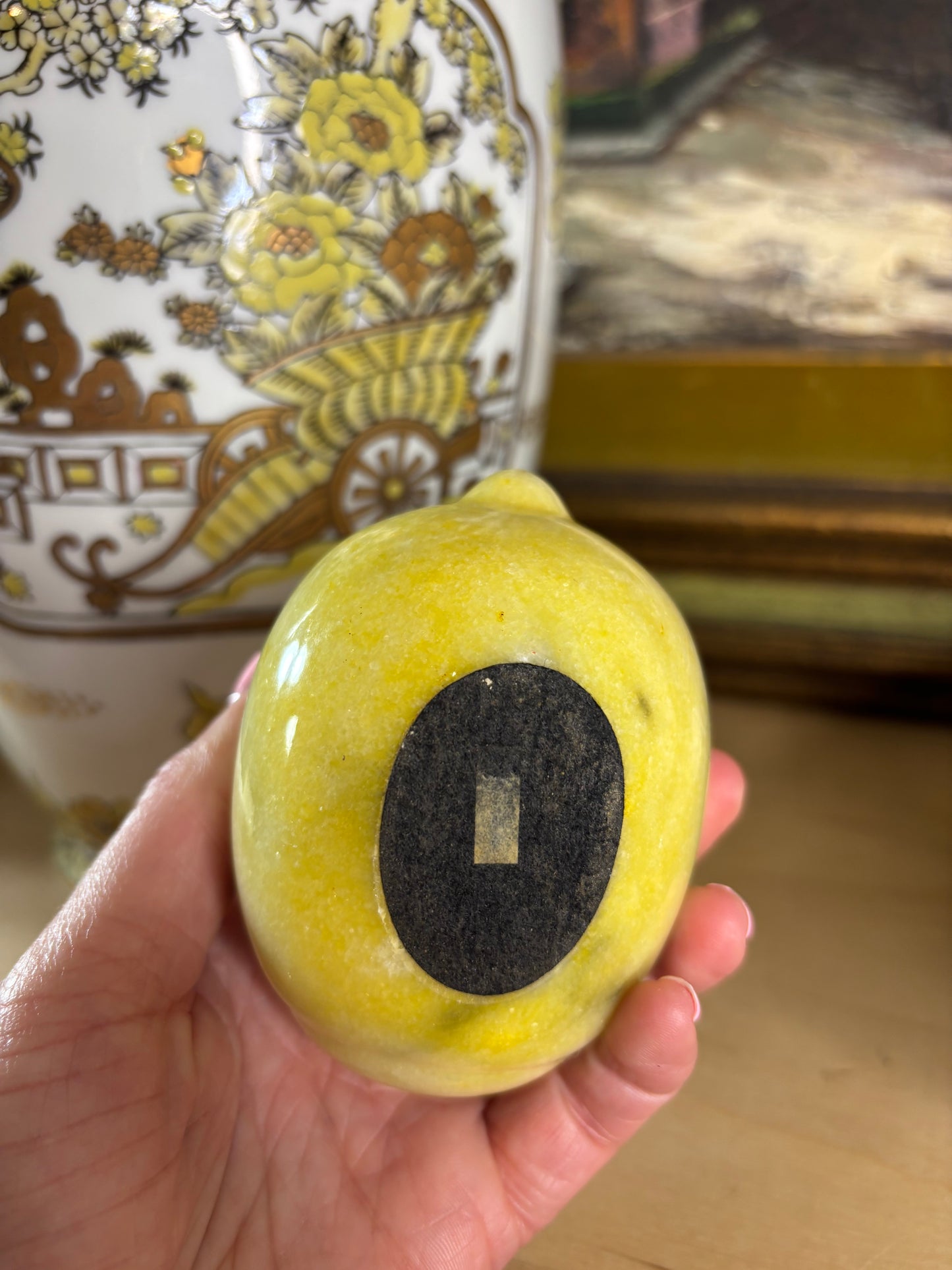 Sweetest alabaster lemon paperweight!