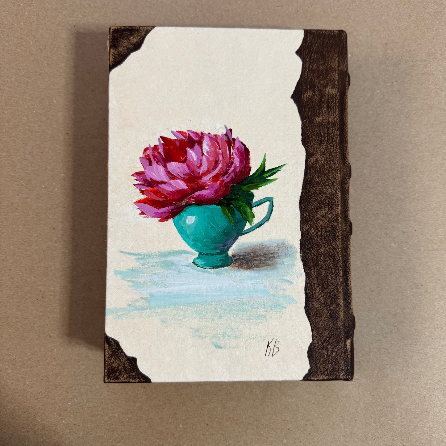 Reserved yellow bird and pink peony large journal 10x7