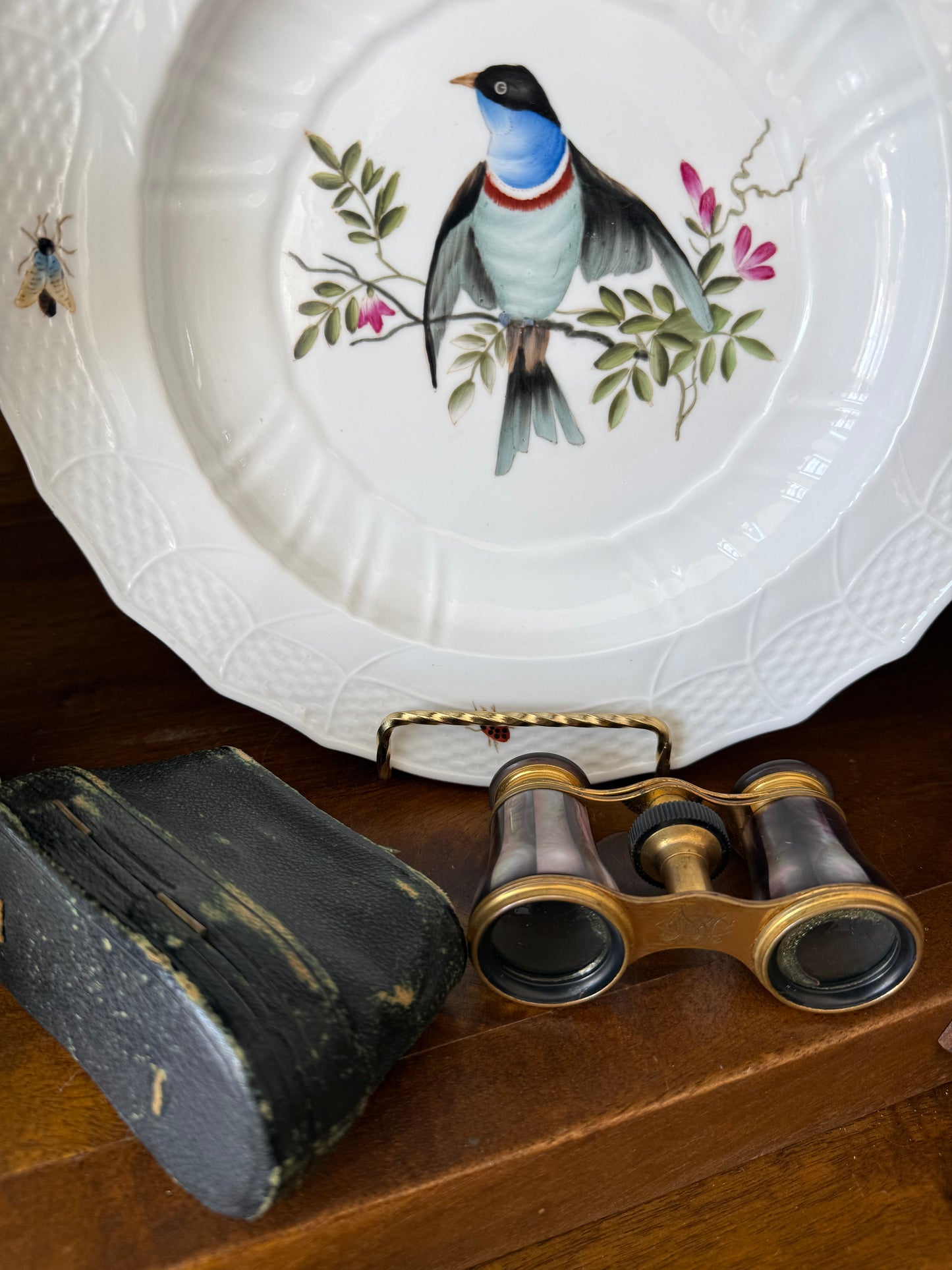 Reserved Live Sale 2/10 - Antique Mother of Pearl Monogrammed Lemaire Paris Opera Glasses w/ Original Case