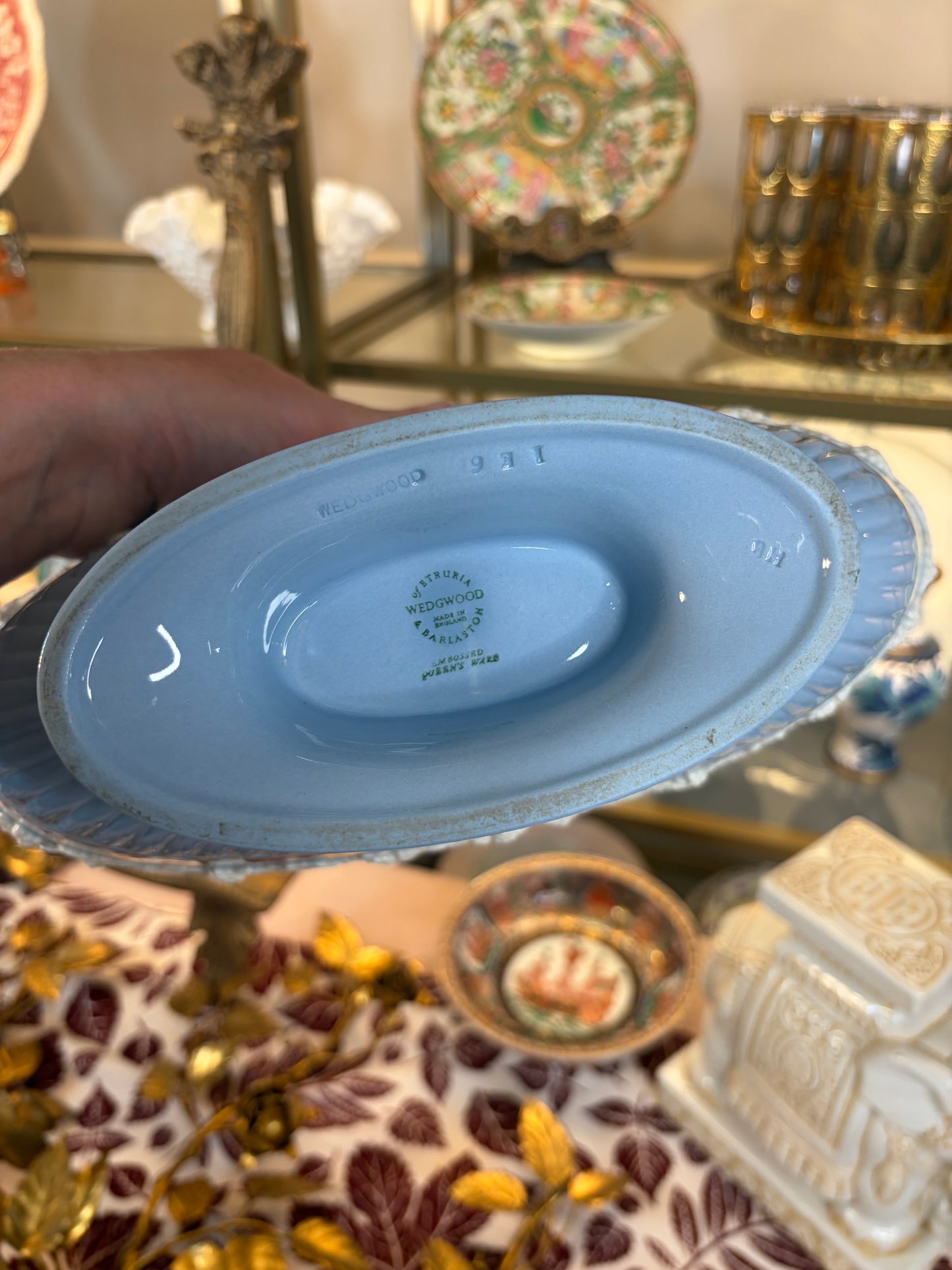 Gorgeous Wedgwood Queen’s ware oval centerpiece bowl!