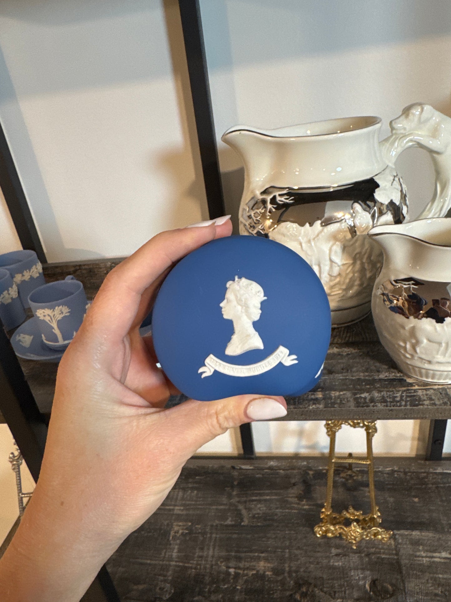 Wedgwood dark blue queen Elizabeth trinket box