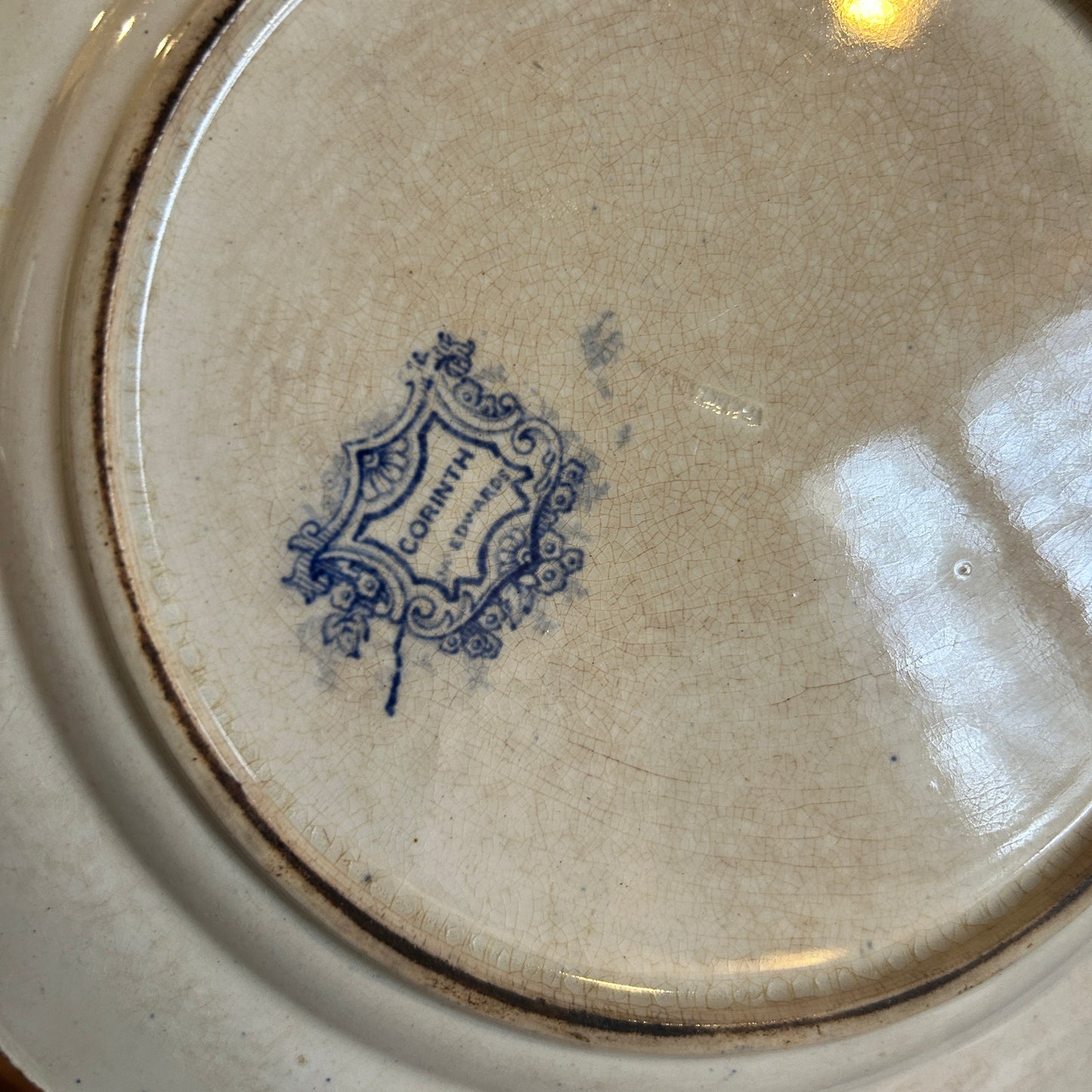 Rare English James Edwards Ironstone Transferware Porcelain Corinth Dinner Plate