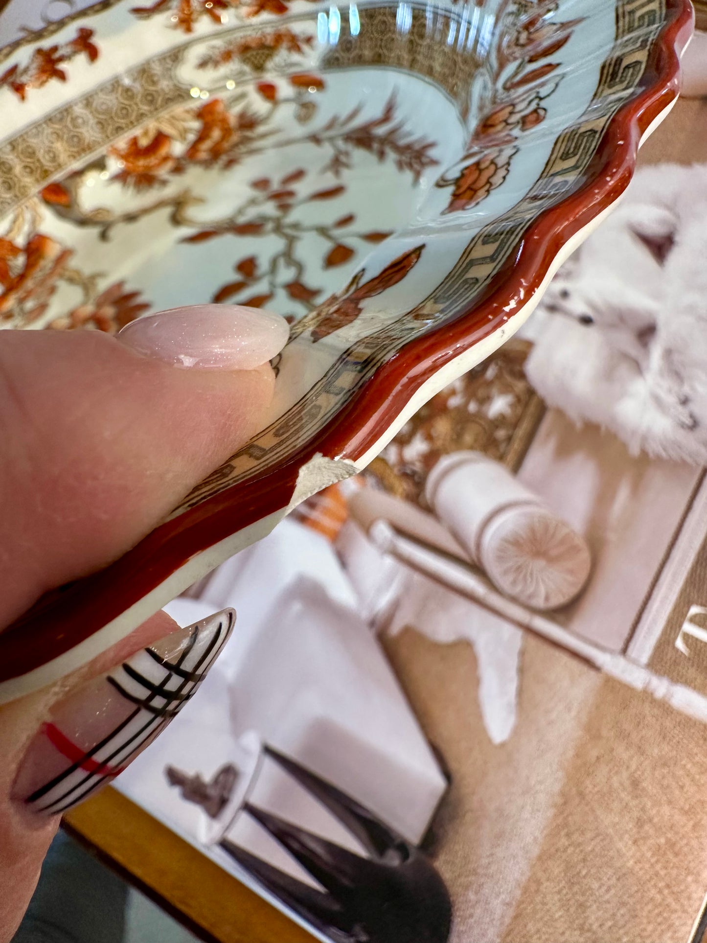 Beautiful Vintage Copeland Spode “India Tree” Oval Vegetable Bowl – Rust Orange, 9”