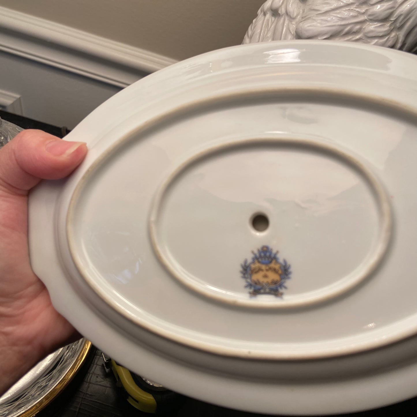 Bold colbalt blue and white porcelain gravy boat & sugar bowl from designer Regal