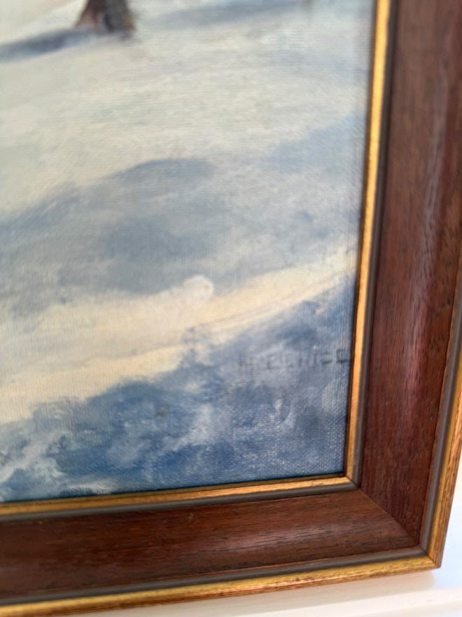 Vintage Signed Original Oil Painting Landscape Red Barn