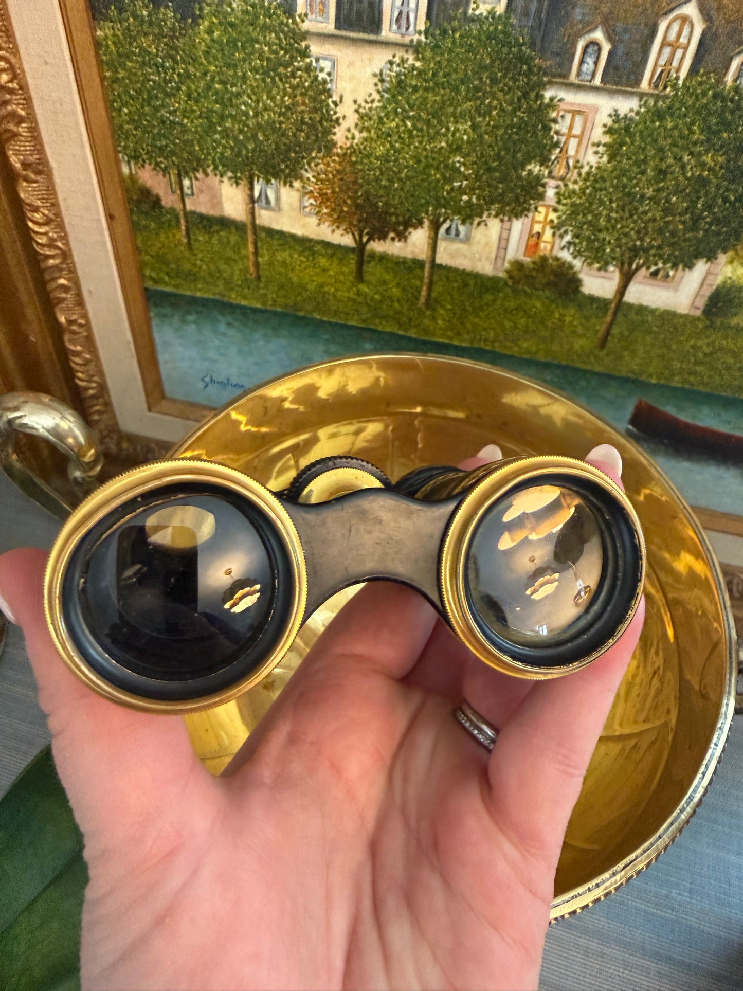 Antique Grey Mother of Pearl Lemaire Paris Opera Glasses