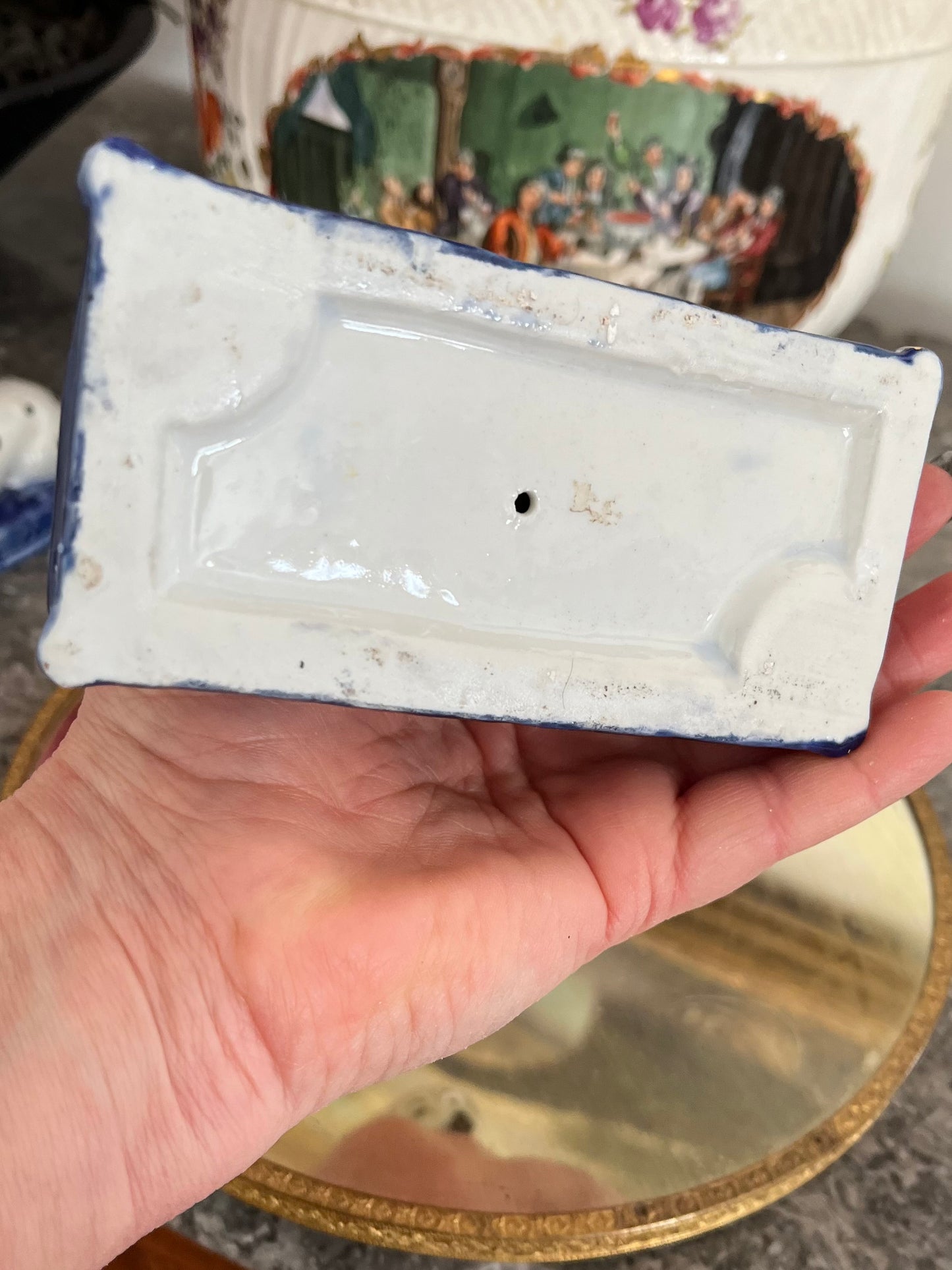 Fitz & Floyd Dalmatian Pup Figurine Pair – Porcelain Dogs on Gilded Cobalt Blue Cushions