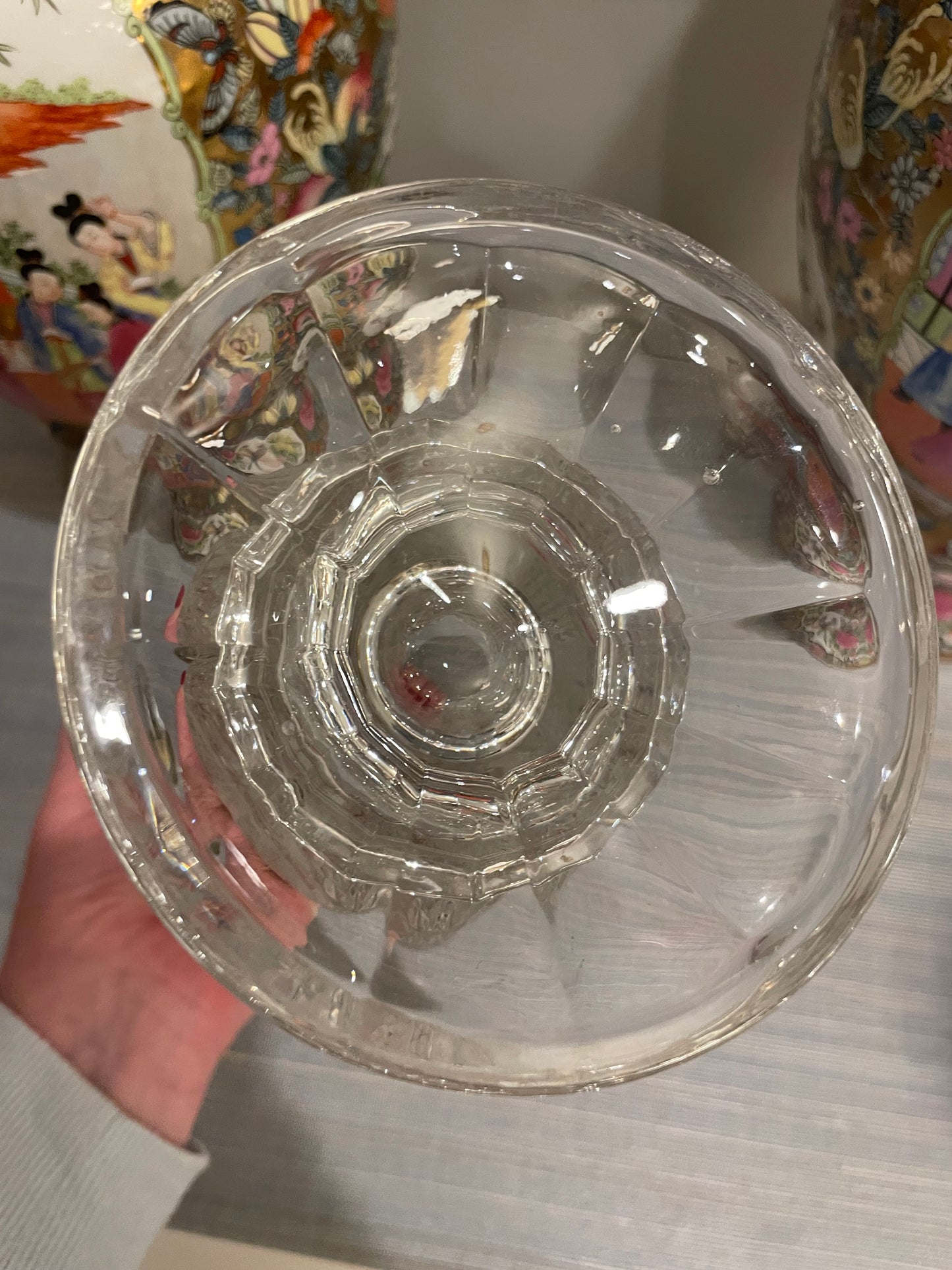 Vintage 10” Etched Floral Heavy Crystal Footed Vase - Pristine!