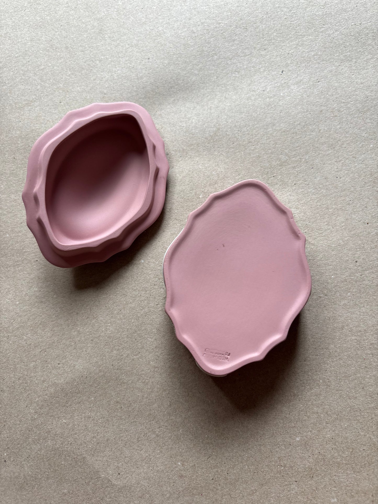 Cream pink Wedgwood 4.5x2” ornate oval box