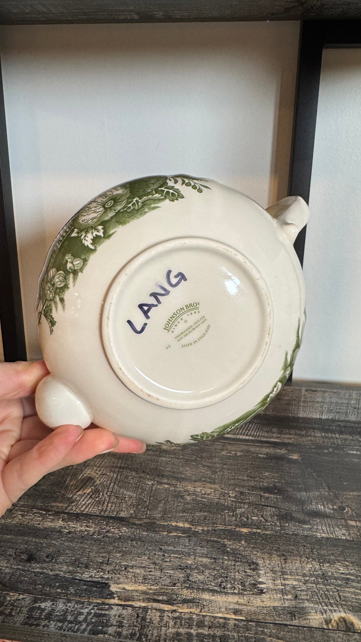 Vintage Johnson bros fruit basket green porcelain tea pot