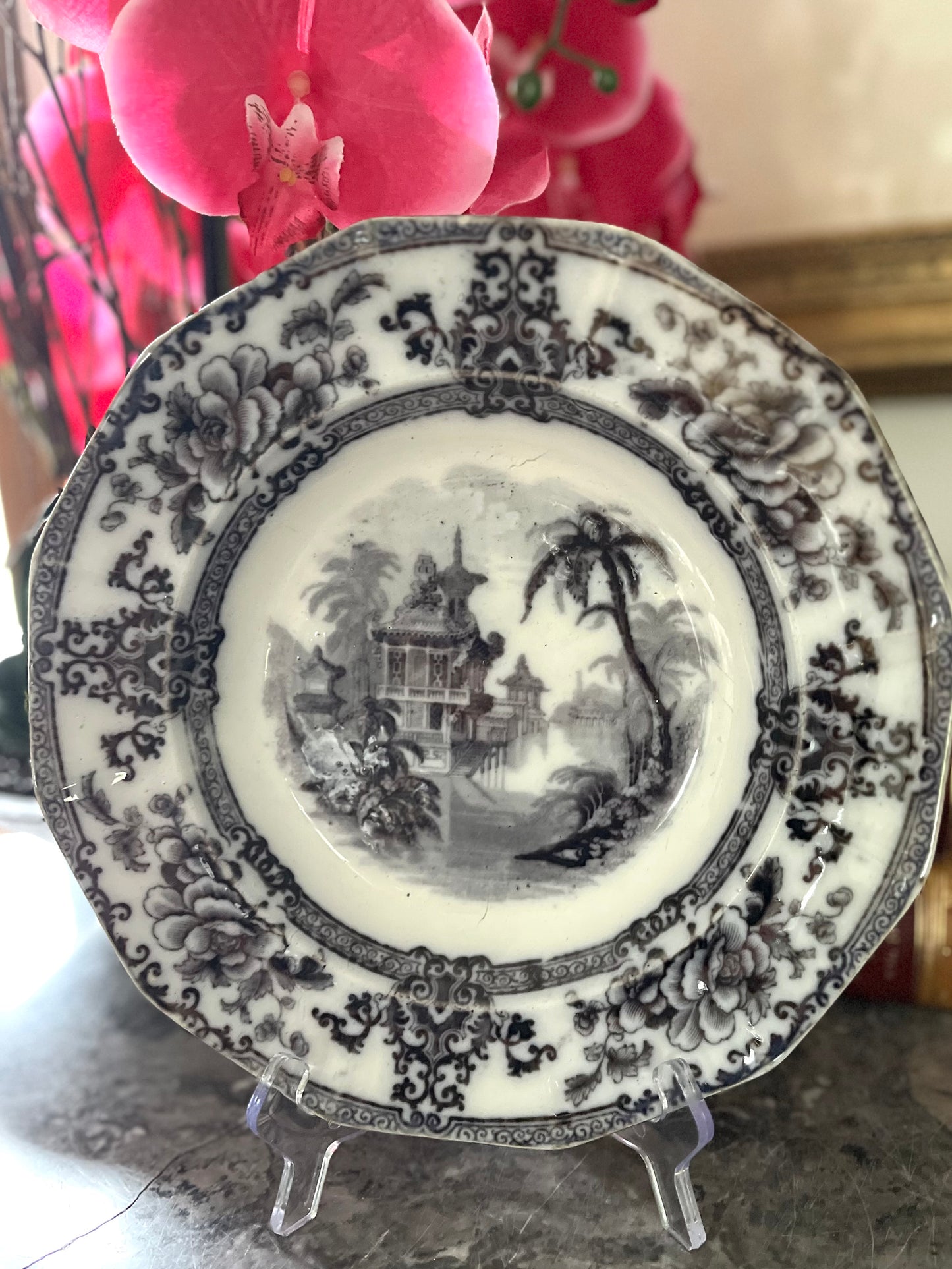 Reserved Live 05/26 Gorgeous 19th Century England Davenport Mulberry Plate 10 1/2”