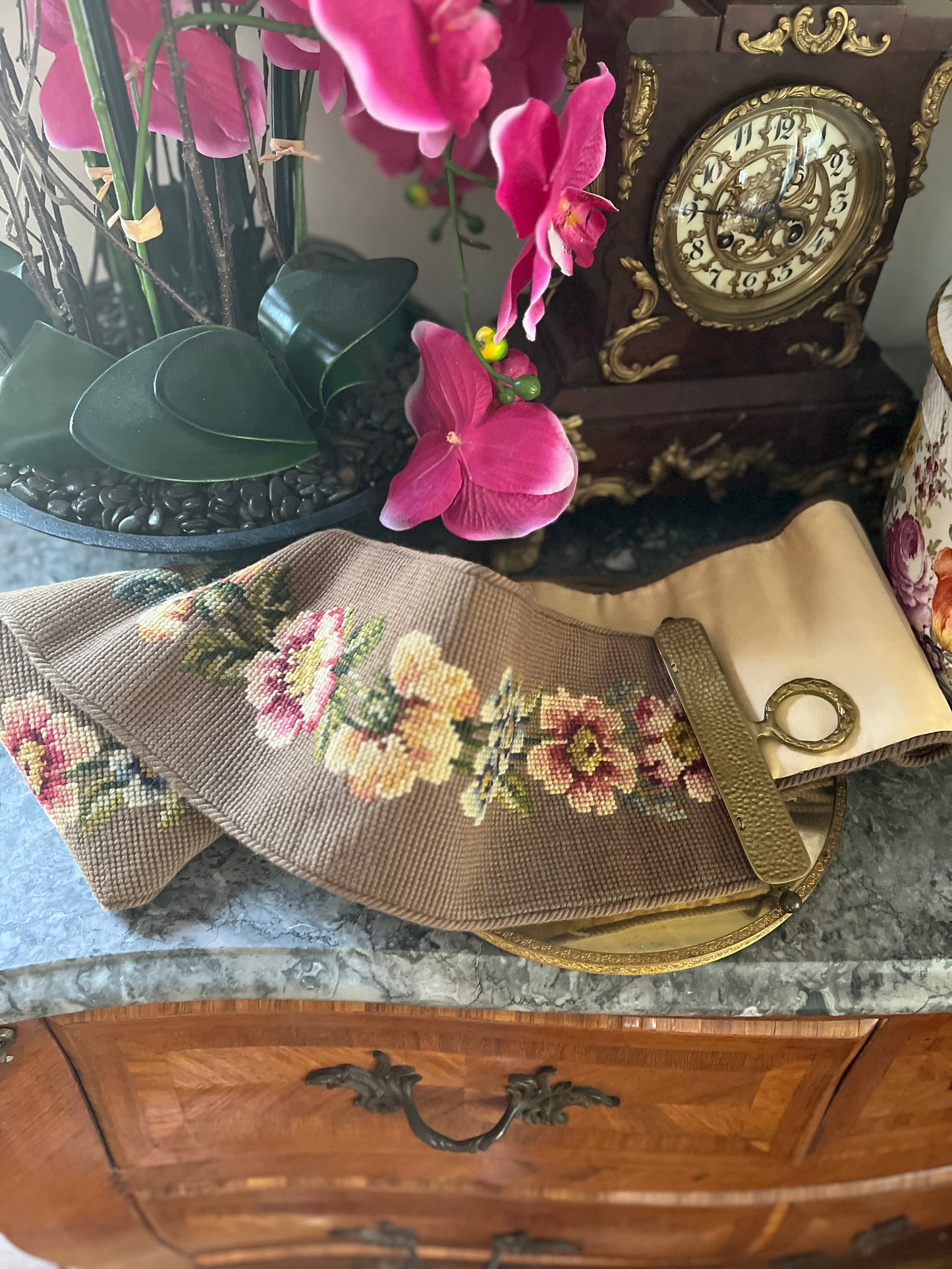 Live 06/05 Antique Needlepoint Bell Pull As Is