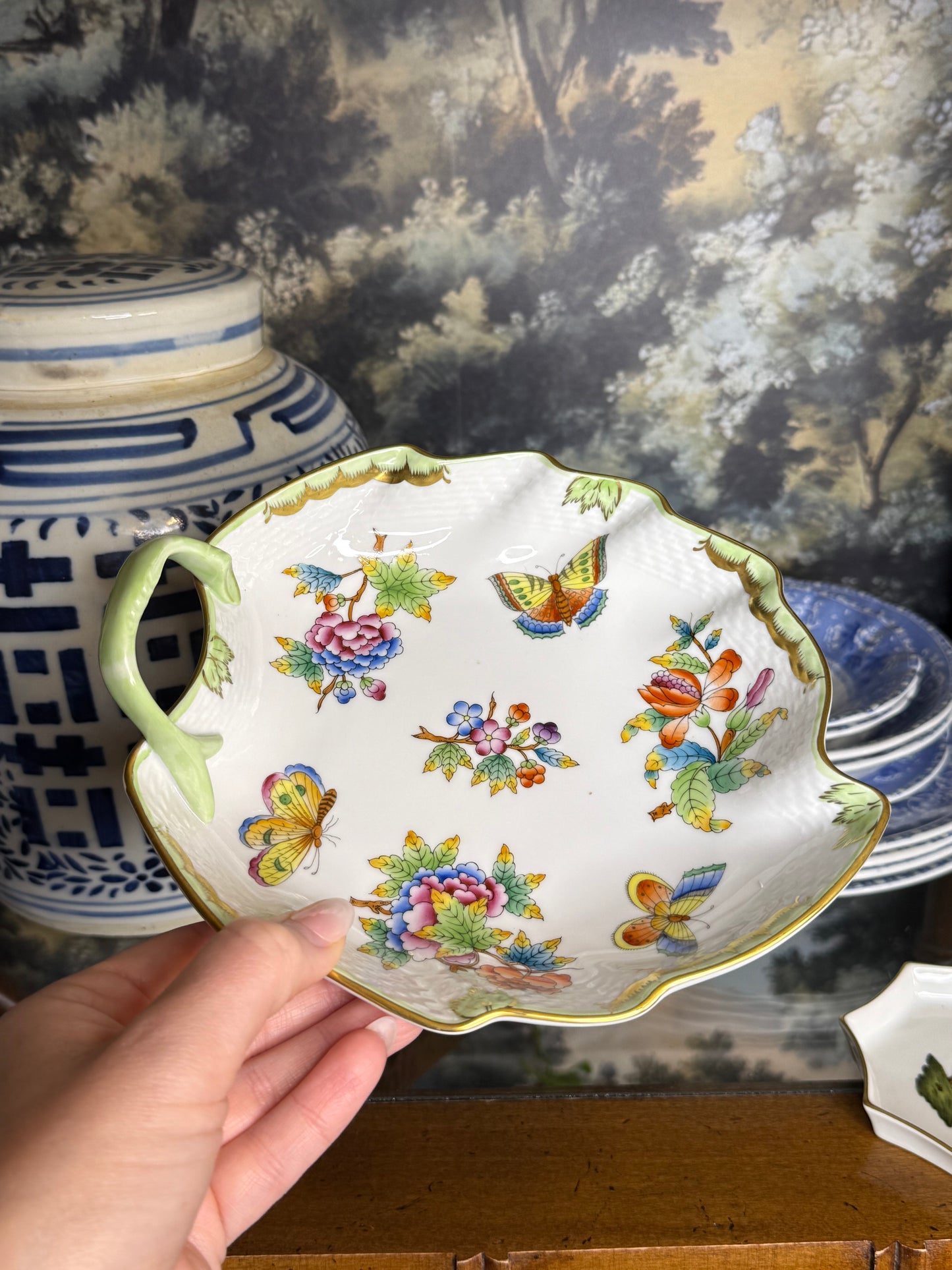 RESERVED - MINNIE - Vintage Herend Queen Victoria Leaf Dish | VBO 204 | Hand-Painted Porcelain | Hungary | 8”