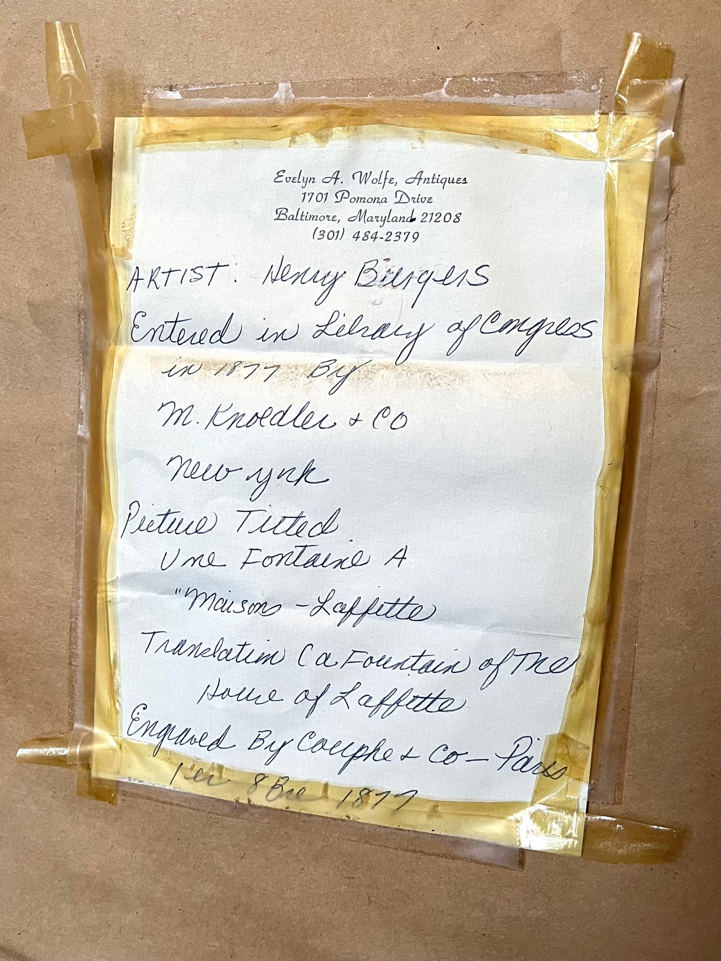 Une Fontaine à Maisons-Laffitte — 1877 Signed French Photogravure Engraving