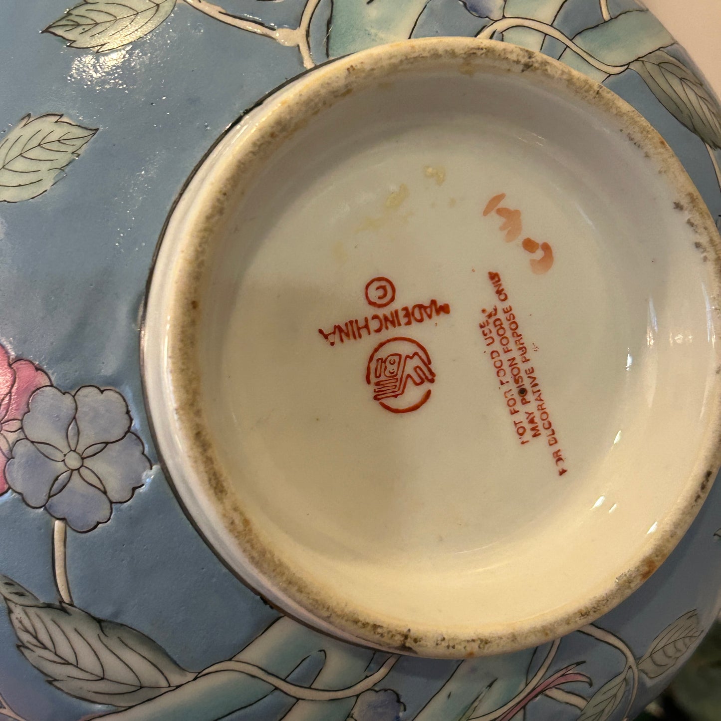 vintage chinoiserie bird and botanical blue porcelain bowl 10 d