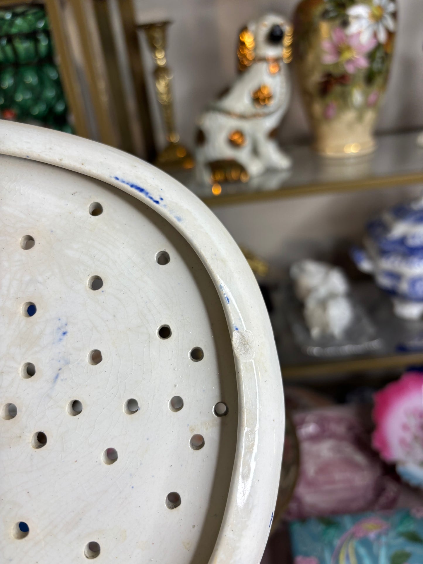Gorgeous antique Blue Willow strainer!