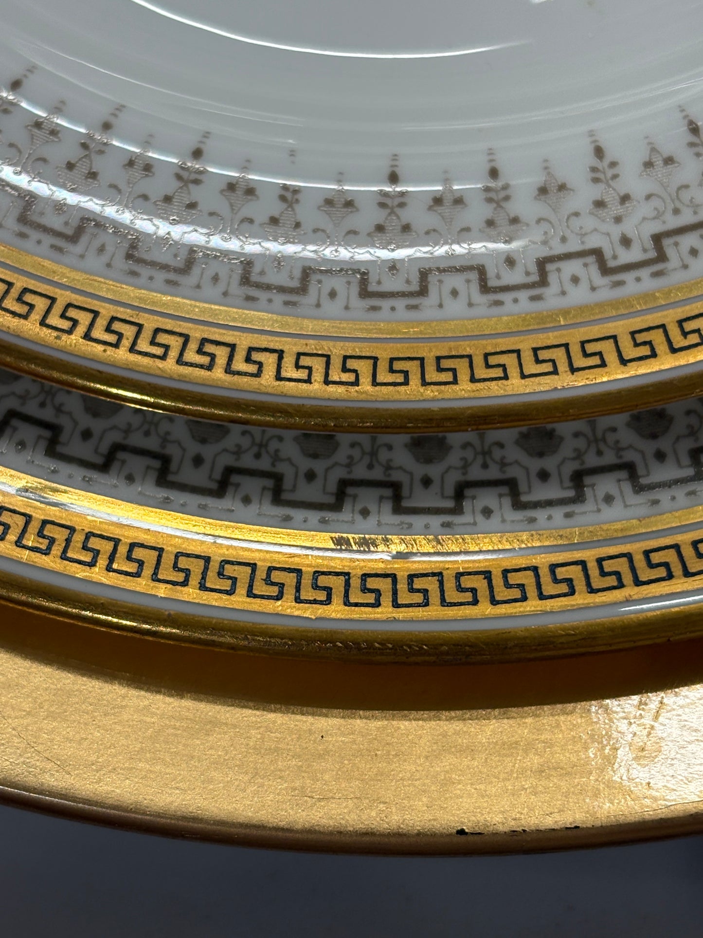 Antique 1890’s - Set (12) Cauldon Salad Plates, 8.5”D - Pristine!