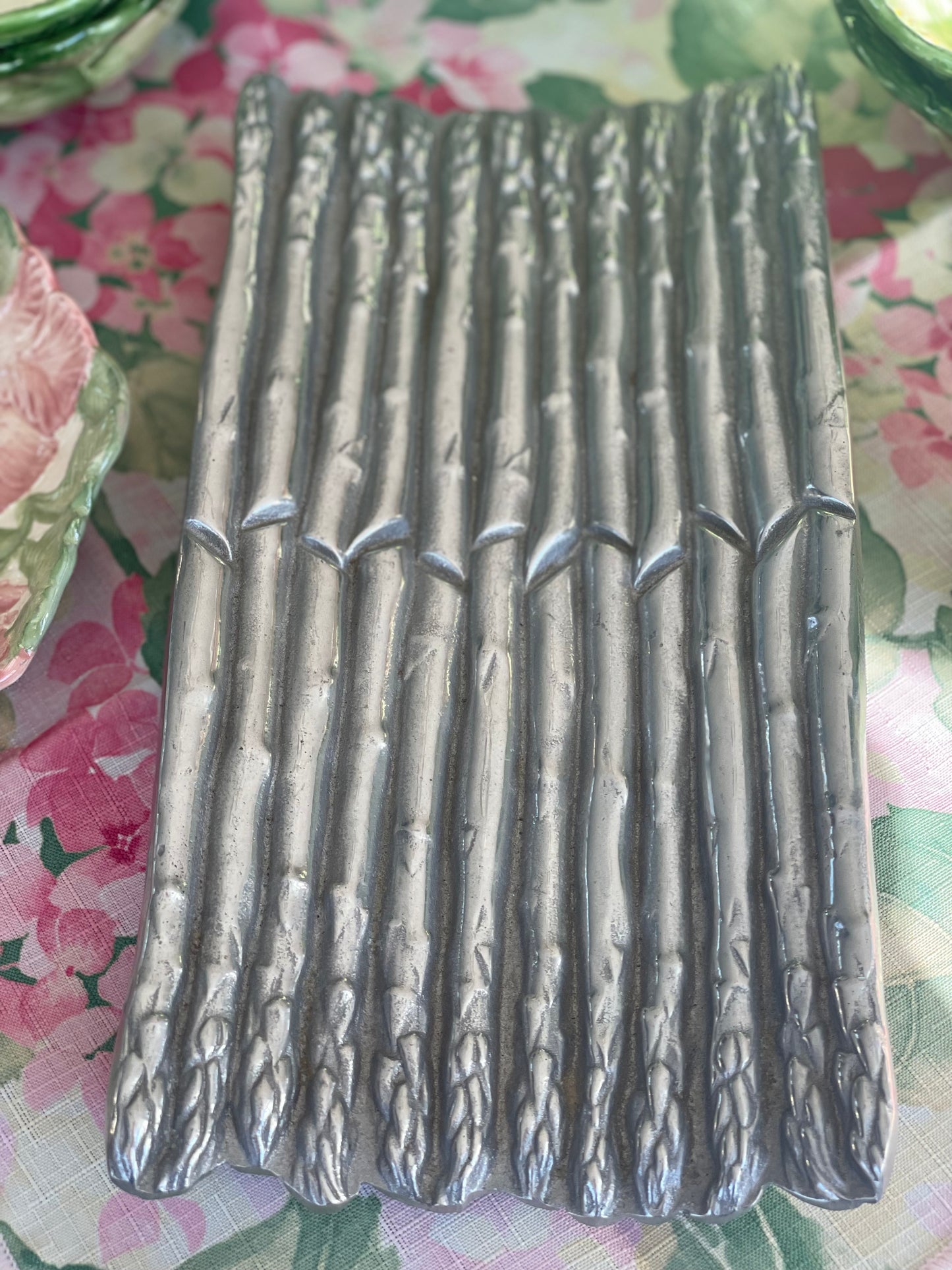 Vintage Footed Asparagus 12” Cast Metal Oven-Safe Serving Dish - Pristine!