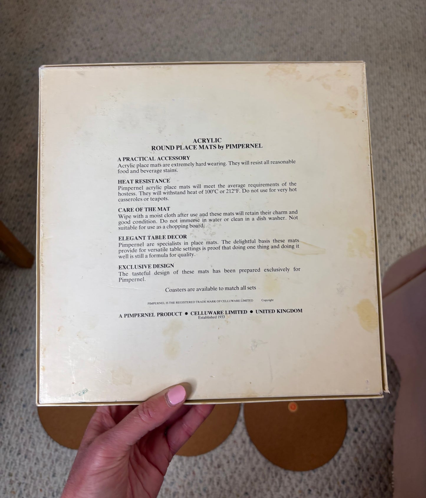 Vintage Pimpernel Rosebud round placemats set of 6!