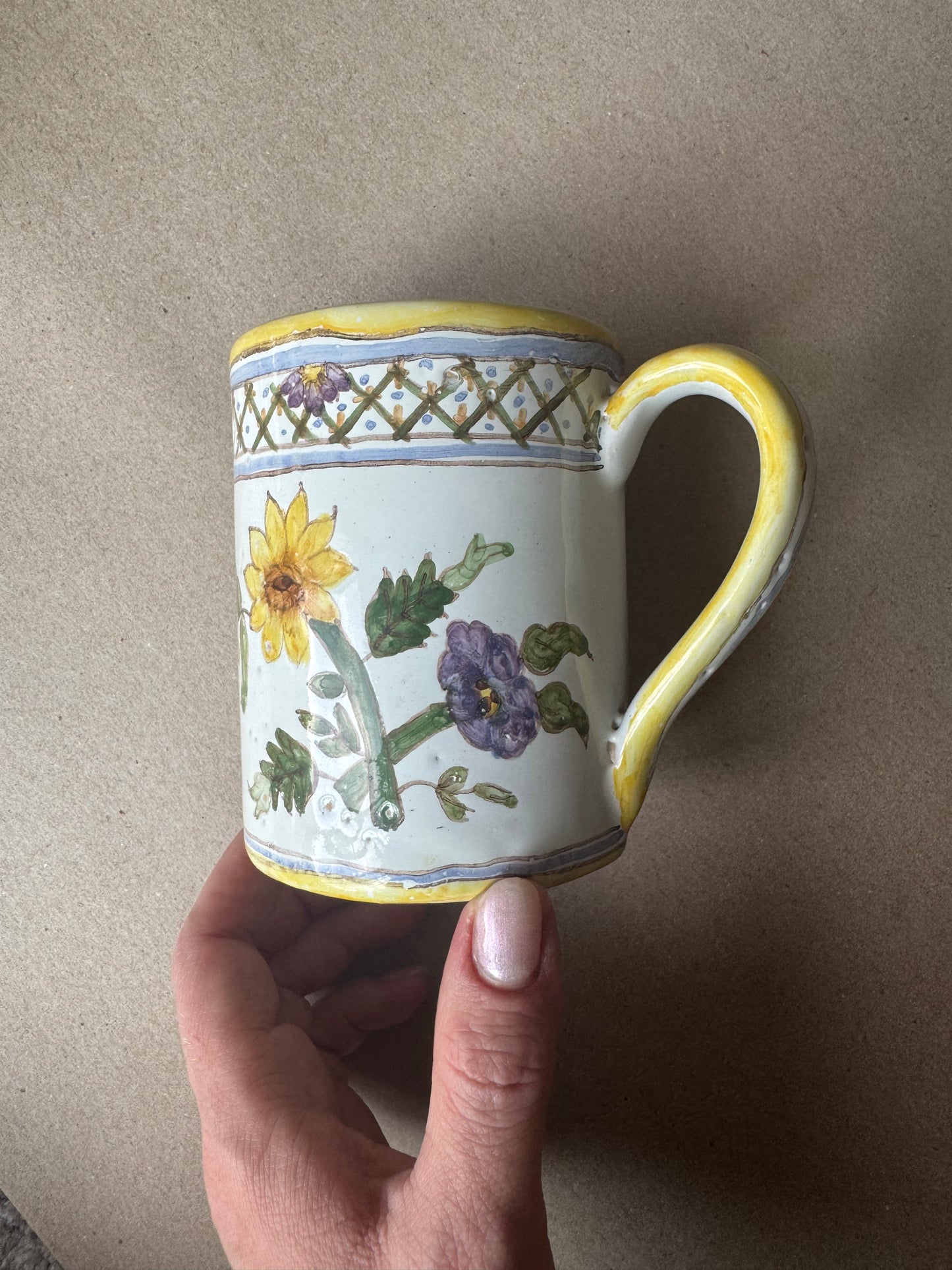 Hand-Painted Portuguese Ceramic Tankard Mug | F.F. Marques Alcobaça