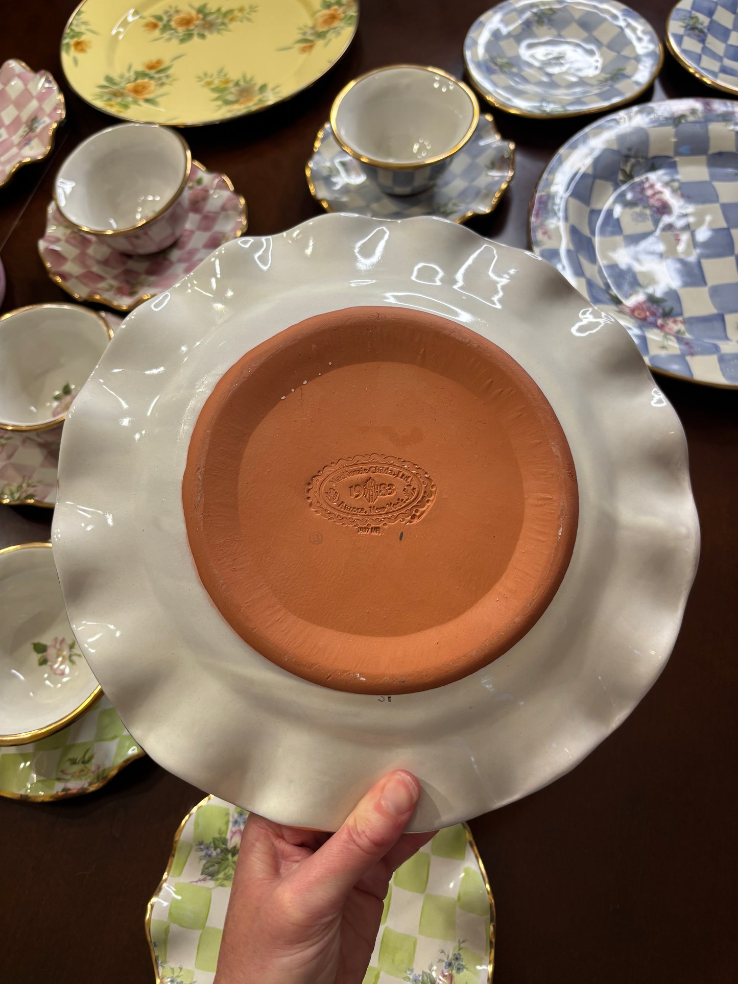 Vintage Mackenzie Childs Sweet Pea Fluted plates pair!