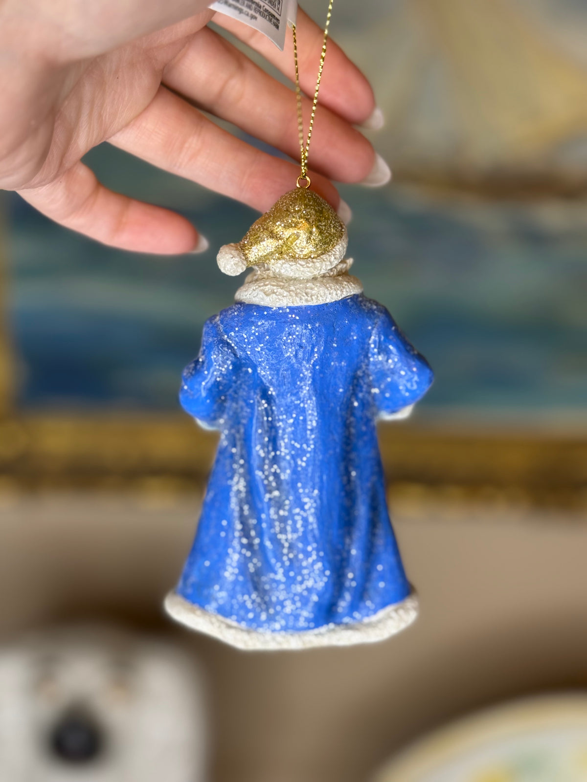 Kurt S. Adler | Blue & Gold Santa Glass Christmas Ornaments | Style 1