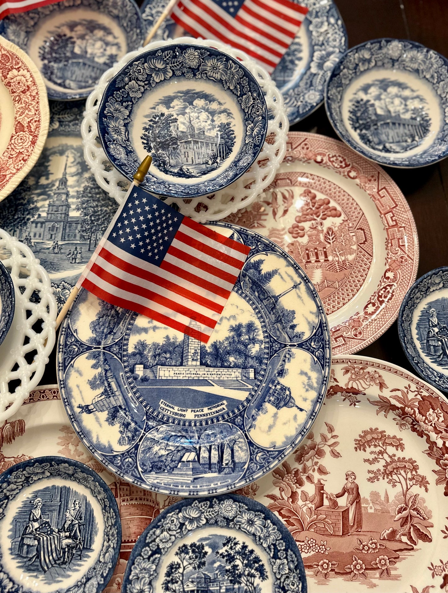 Staffordshire Liberty Blue Cereal Bowls Set of 4, Made in England, 6.25”