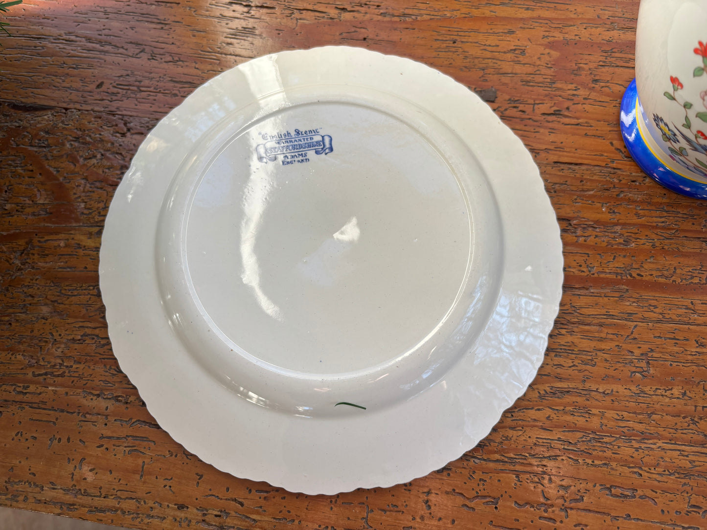 “English Scenic” Blue and white transferware plate by Adams featuring cow pasture scene!