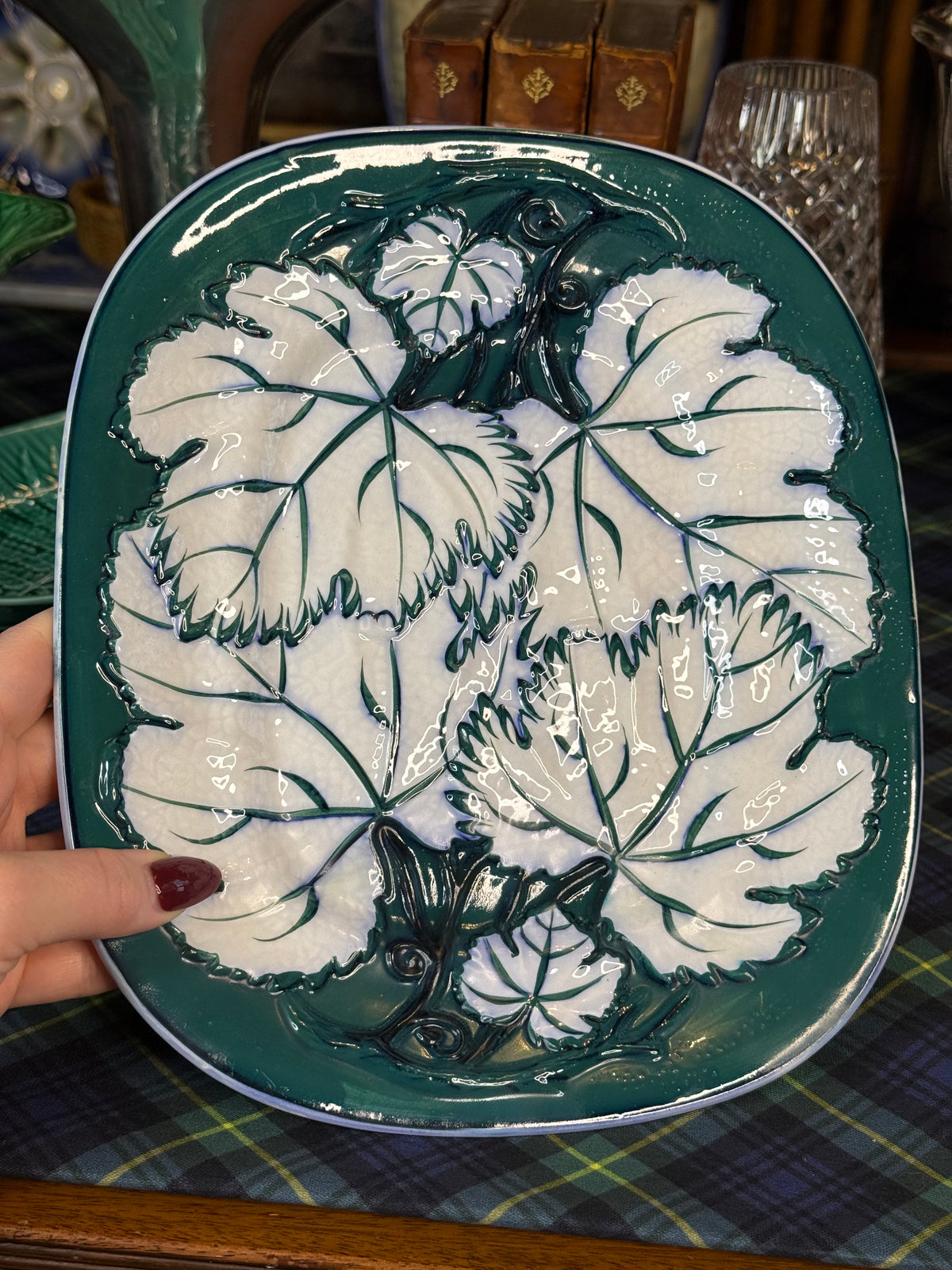 Antique Thomas Dimmock English Pearlware Green & White Leaf Pedestal Comport, c. 1830–1859