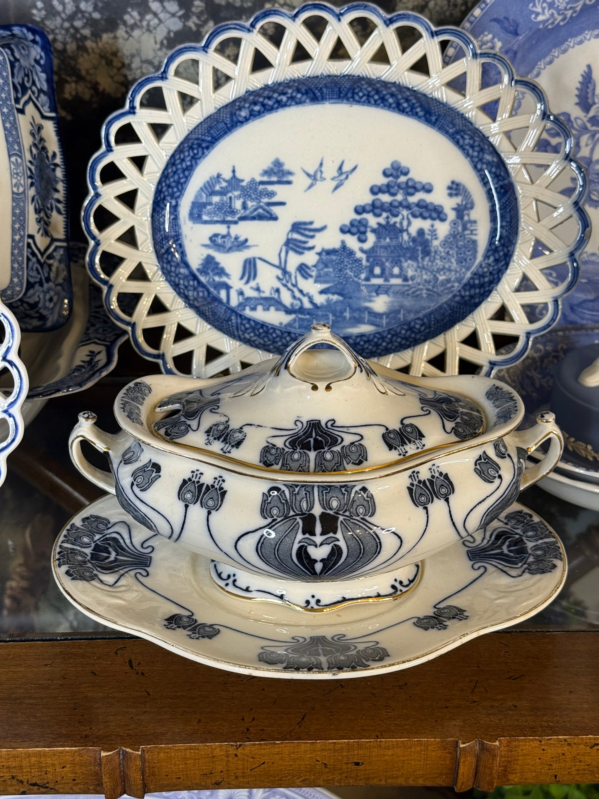 Antique Early 19th Century Pearlware Basket Weave Dish | c. 1800s | DA4391