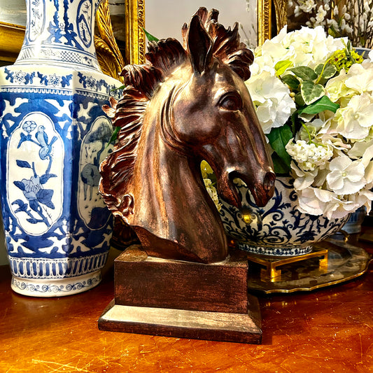 Handsome statuesque equestrian horse bust statue centerpiece