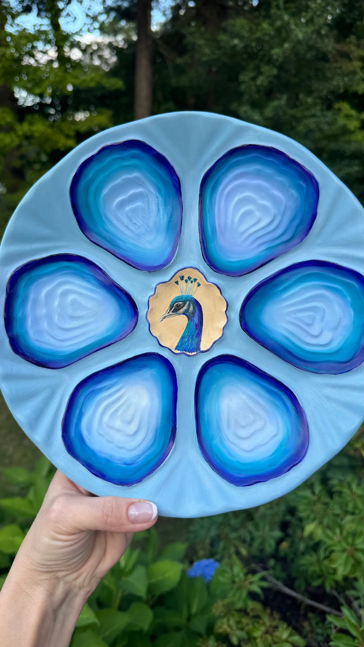 Live 09/08 Peacock hand painted Limoges plate 10.5”