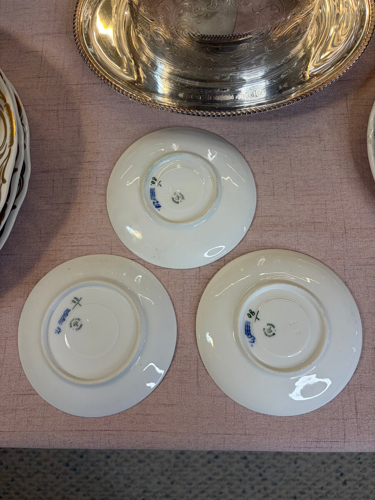 Beautiful Royal Copenhagen Blue Fluted Plain saucers set of 3!