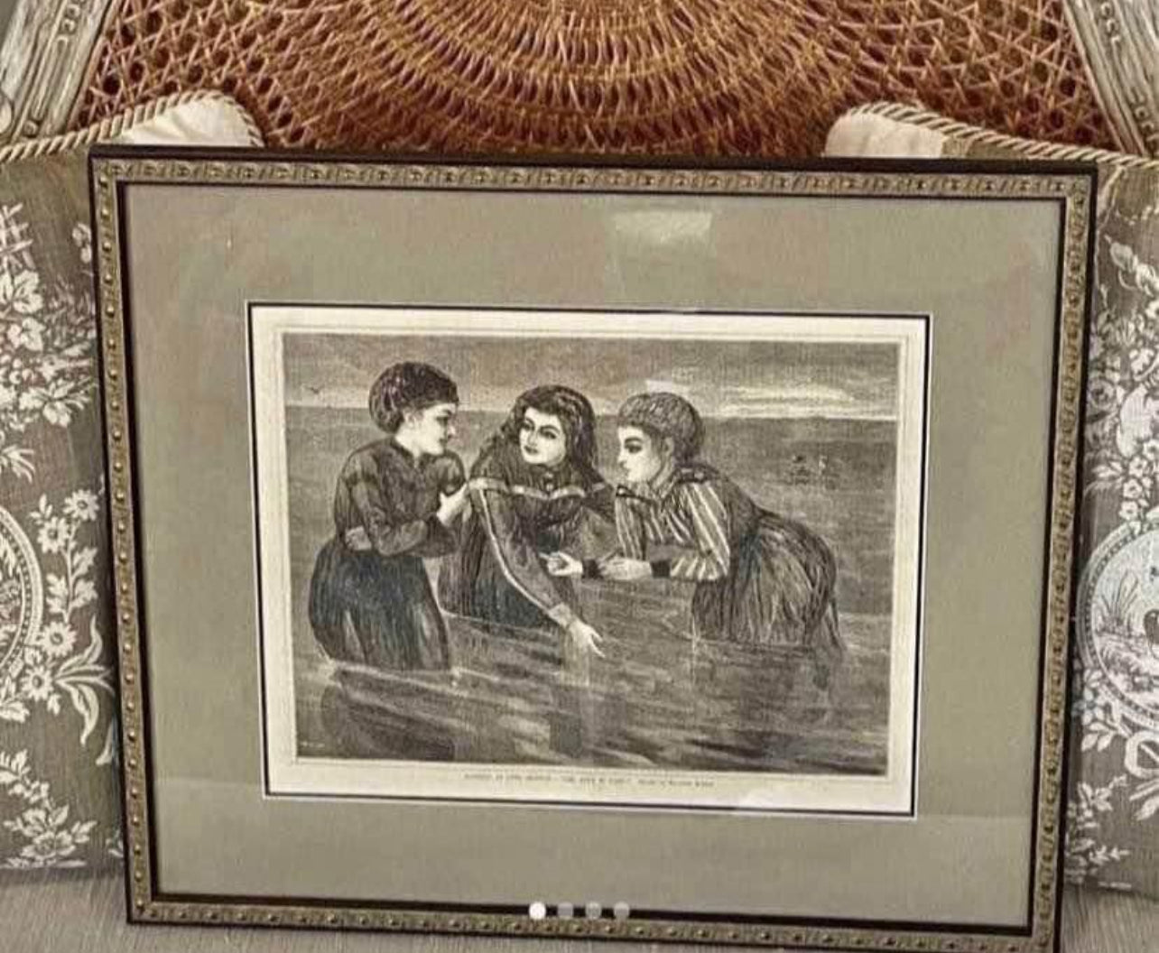 Lovely lithograph etching print Winslow Homer “Oh it Ain’t Cold” 19x16 art