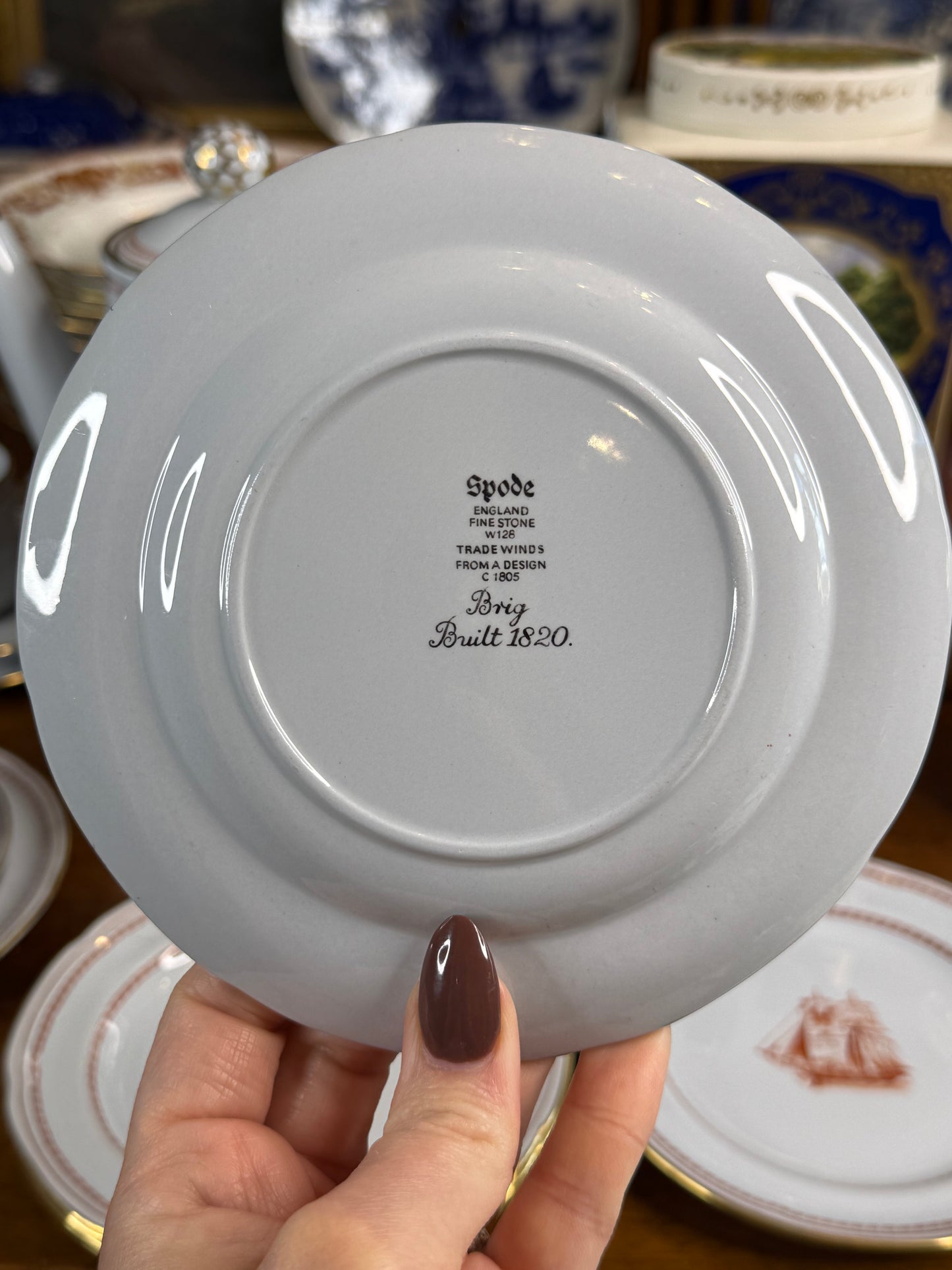 Vintage Copeland Spode Trade Winds Red Bread & Butter Plates | Set of 6 | 6”