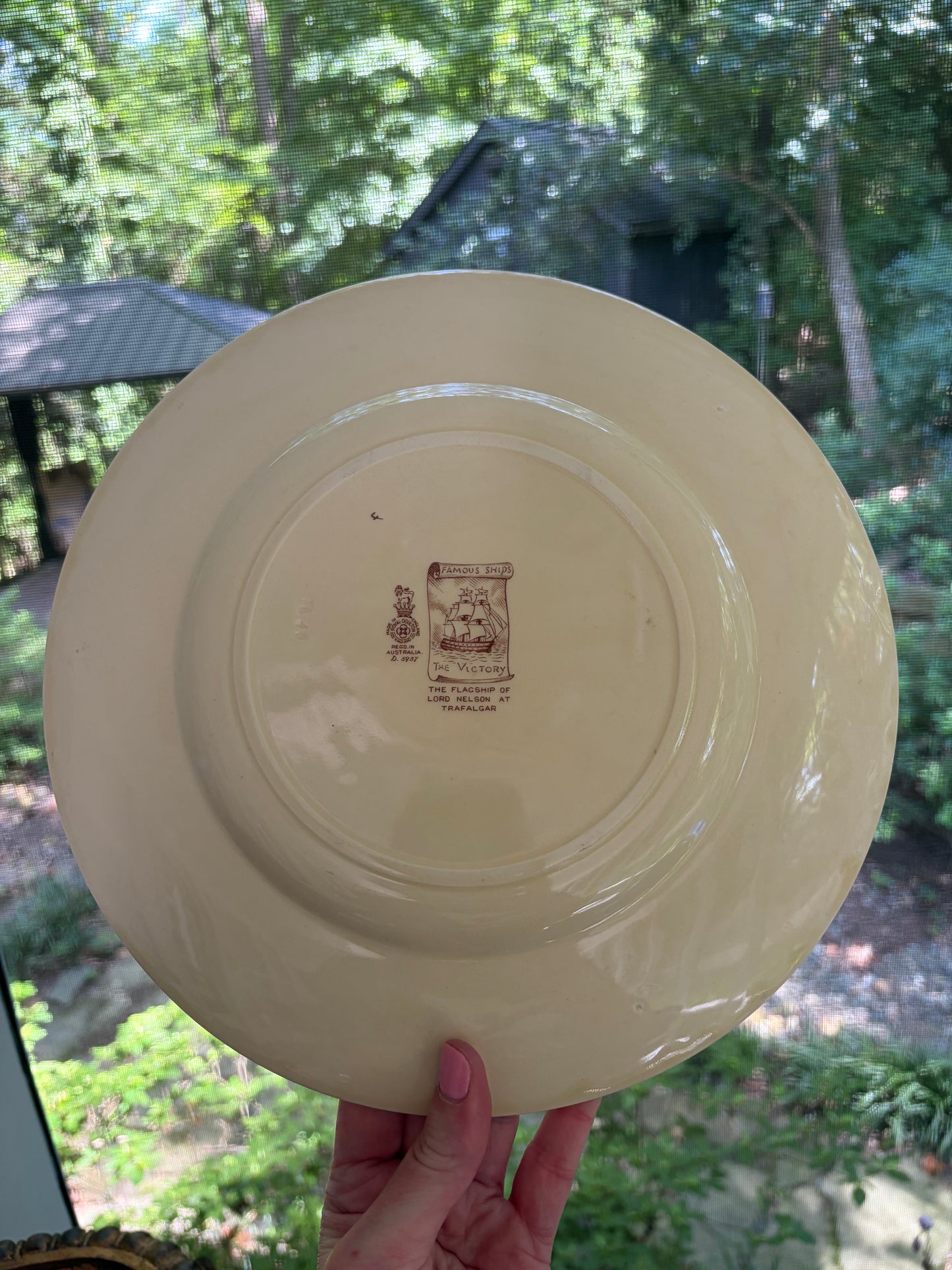 Royal Doulton "Famous Ships" seriesware plate featuring HMS Victory with raised design!