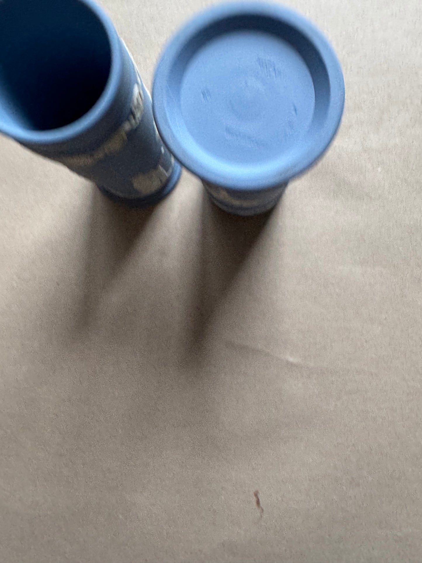 Light blue Wedgewood set of two vases 6 1/2” tall