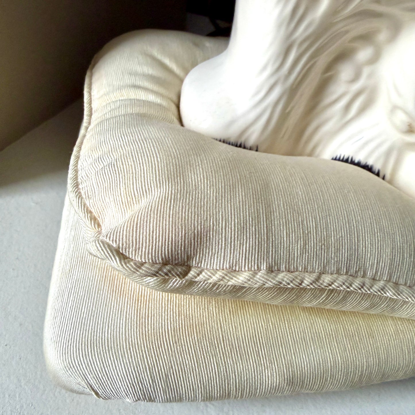 From my private collection... staffordshire style dog on silk pillows lamp with tulip shade