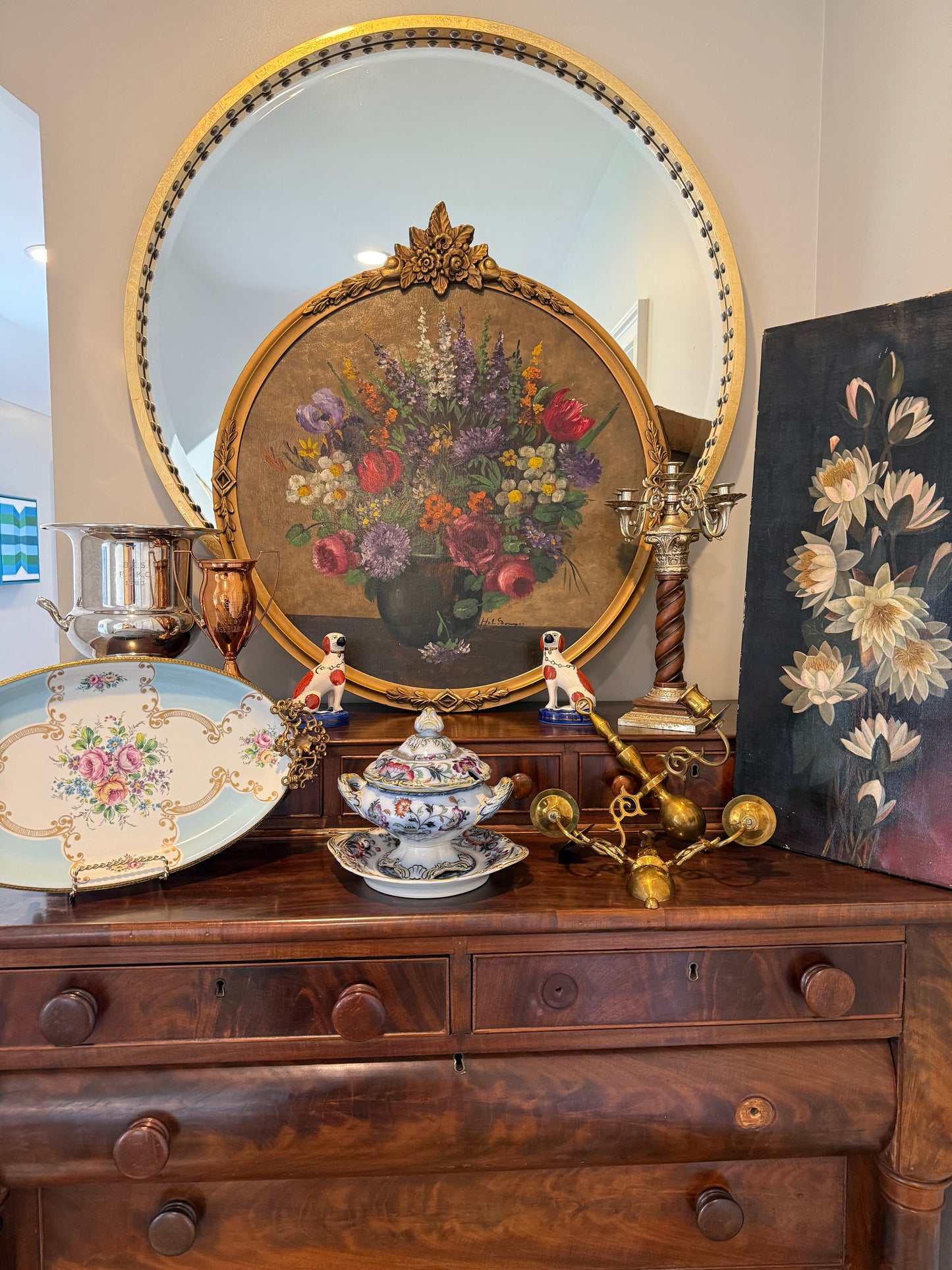 Antique Original Floral Oil Painting