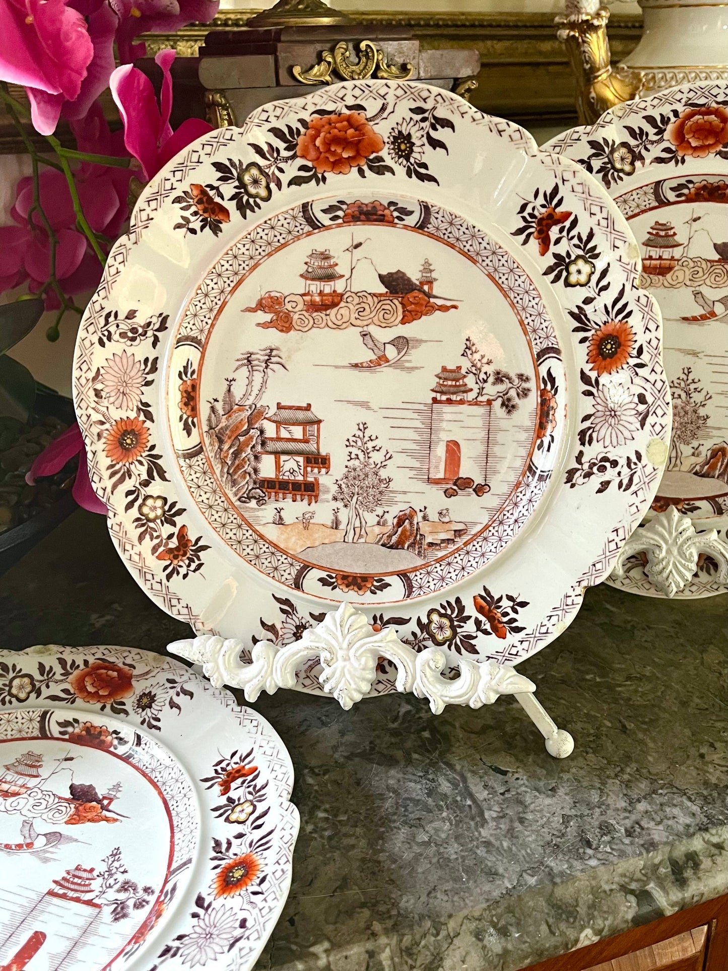 Live 06/05 Stunning Set Of 3 Early Masons Plates Small Flea Bites Display Beautifully