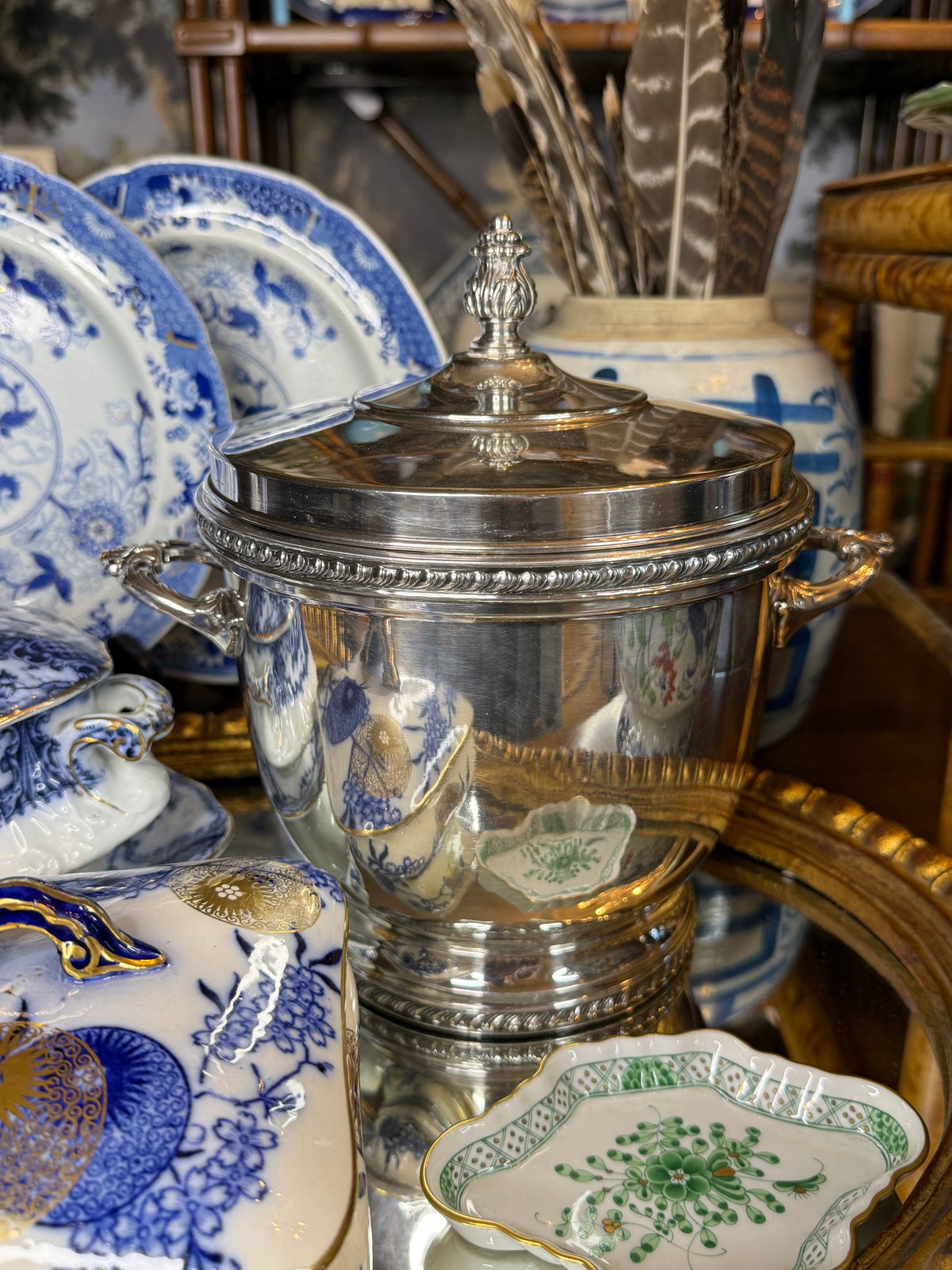 Antique E. G. Webster & Son Silver Plate Vacuum-Insulated Ice Bucket / Wine Cooler with Lid | c.1900–1928 | 11” W × 10” H