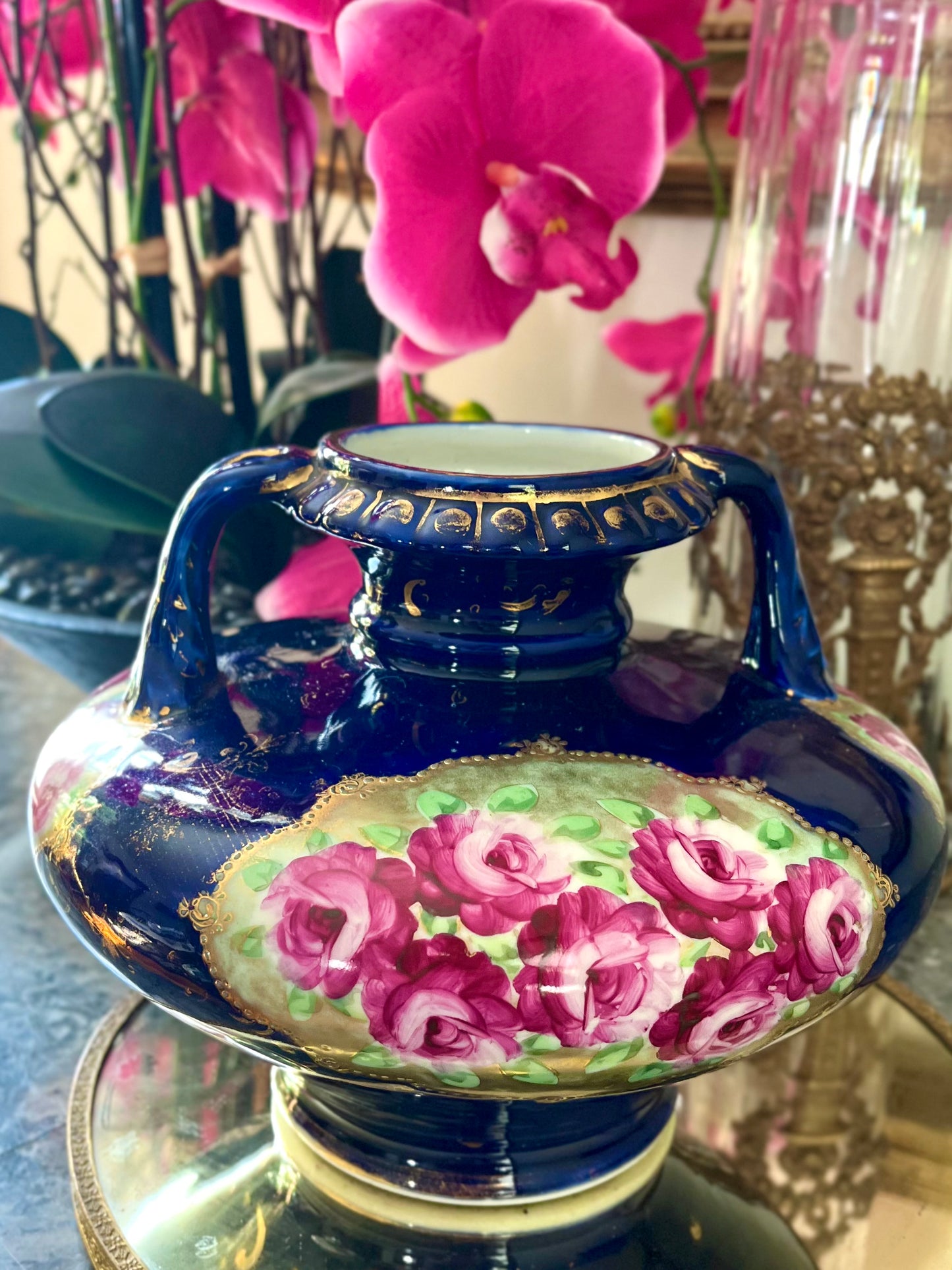 LIVE 06/02 Beautiful Continental Hand Painted Floral Vase