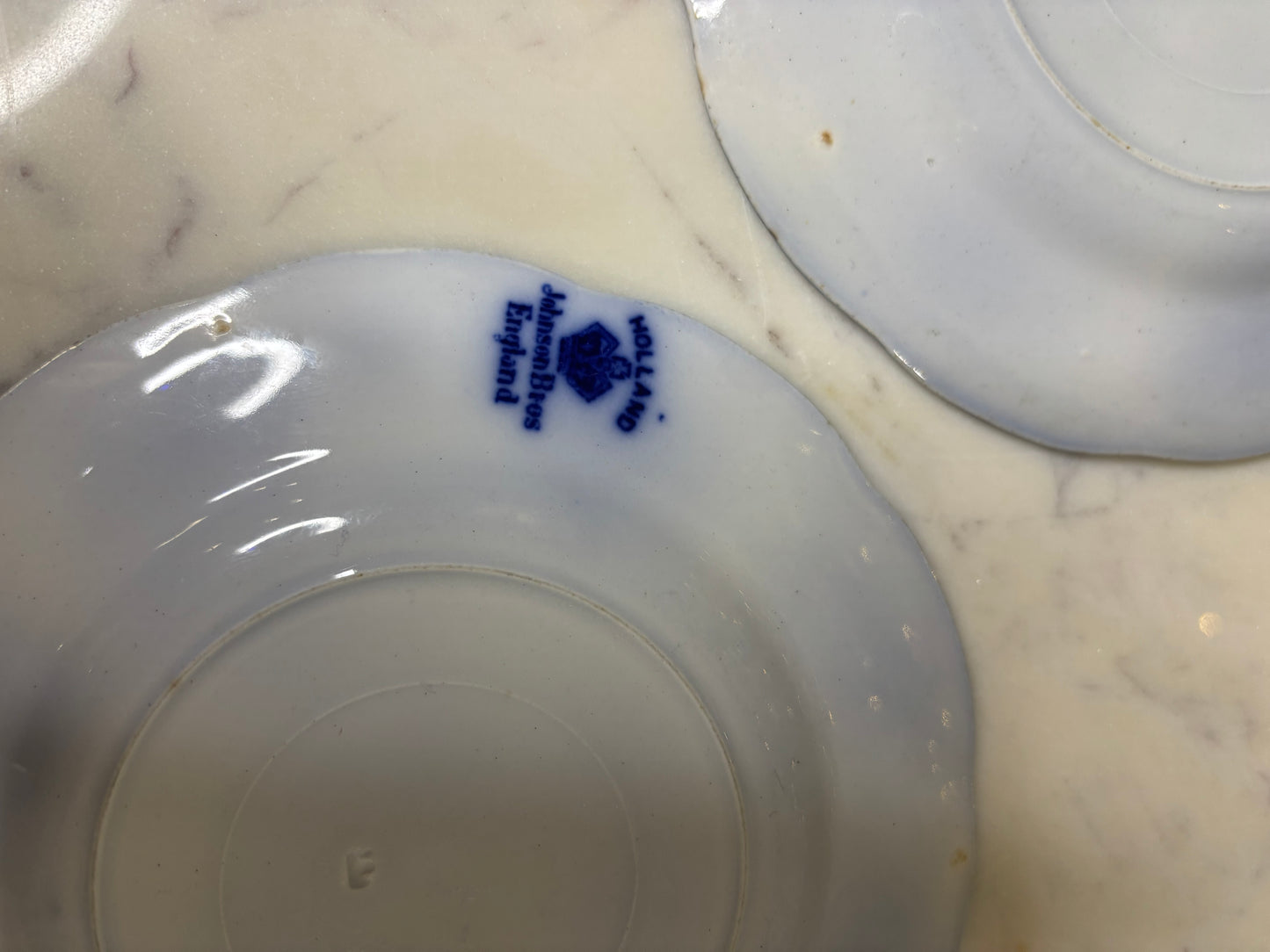 Gorgeous Flow Blue Johnson Bros. holland pattern plates pair!