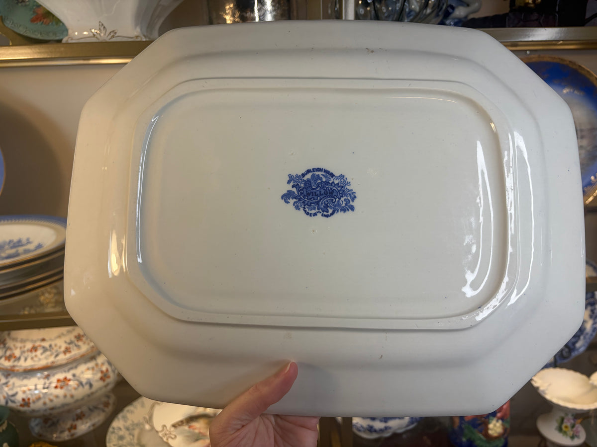 Lovely vintage Burleigh Ware Blue Willow 15.5” Serving Platter made by Burgess & Leigh in Burslem, England! Has gold rim! Circa 1920-1930