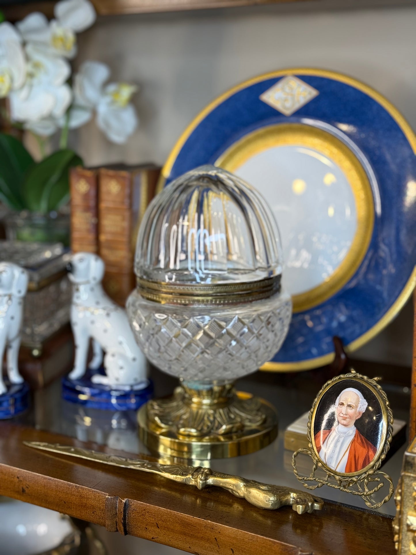 Antique Bronze-Mounted Cut Crystal Lidded Jar, c. 1890–1910